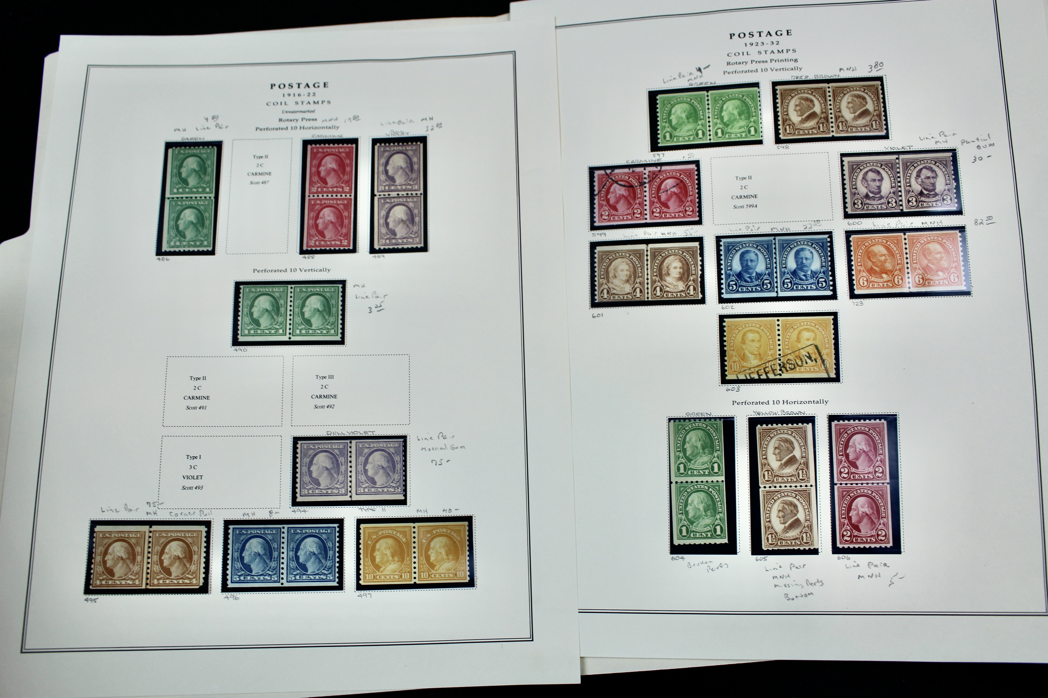 U.S. Coil Postage Stamp Collection, 1916 to 1932