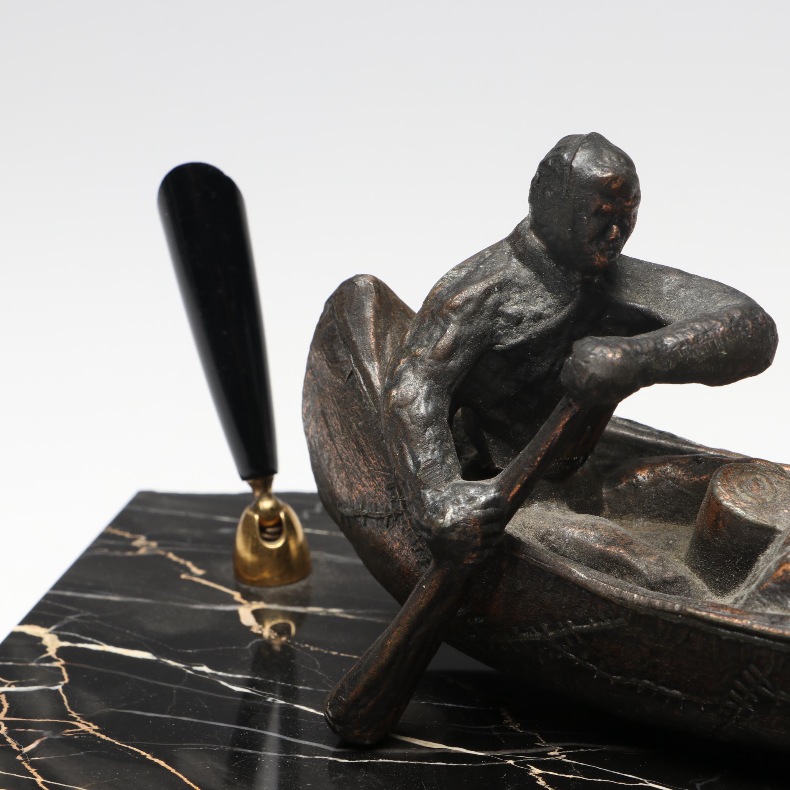 German Euramca Anniversary Clock, Bronze and Marble Pen Holder, More