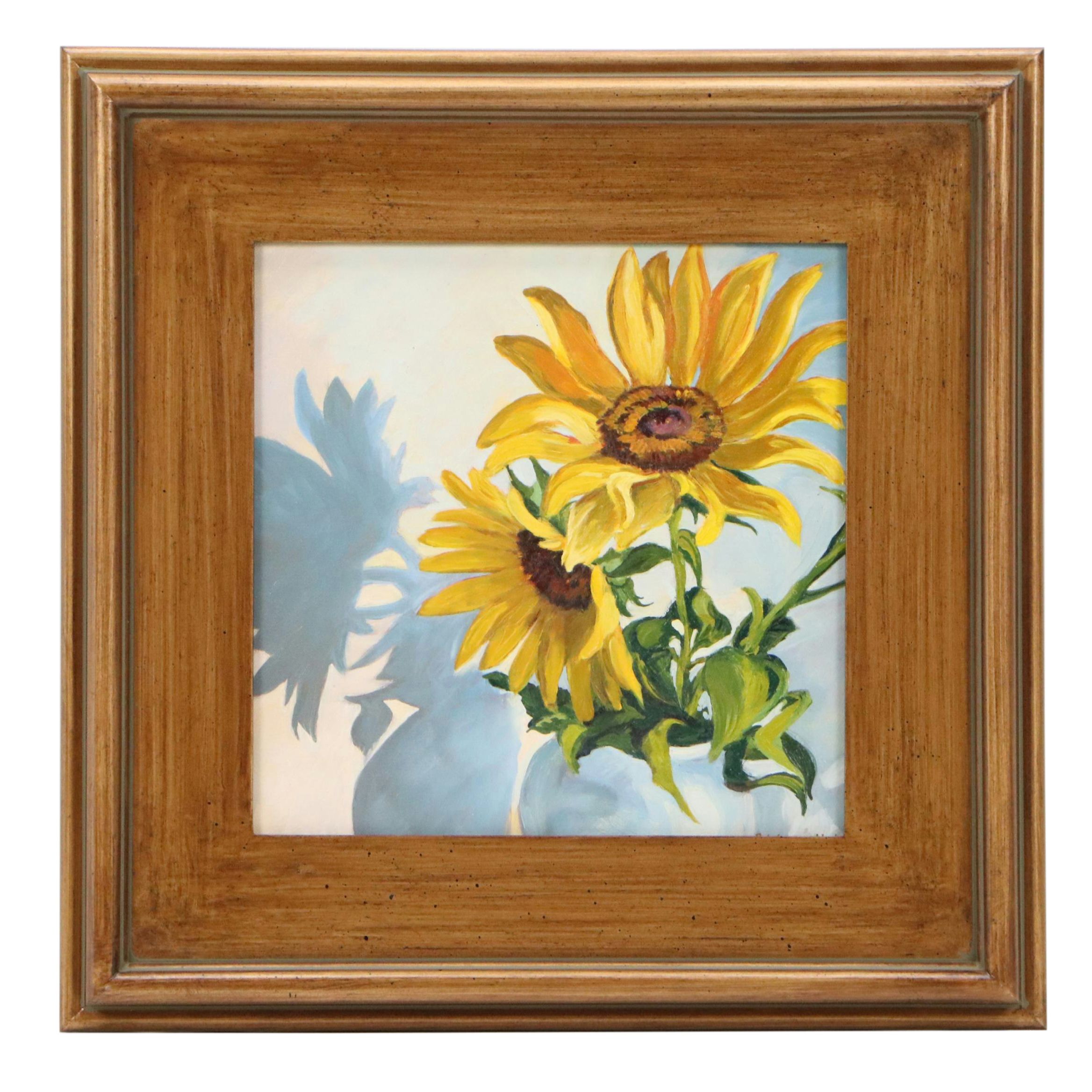 Yeliena Myk Floral Still Life Oil Painting of Sunflowers, Circa 2025