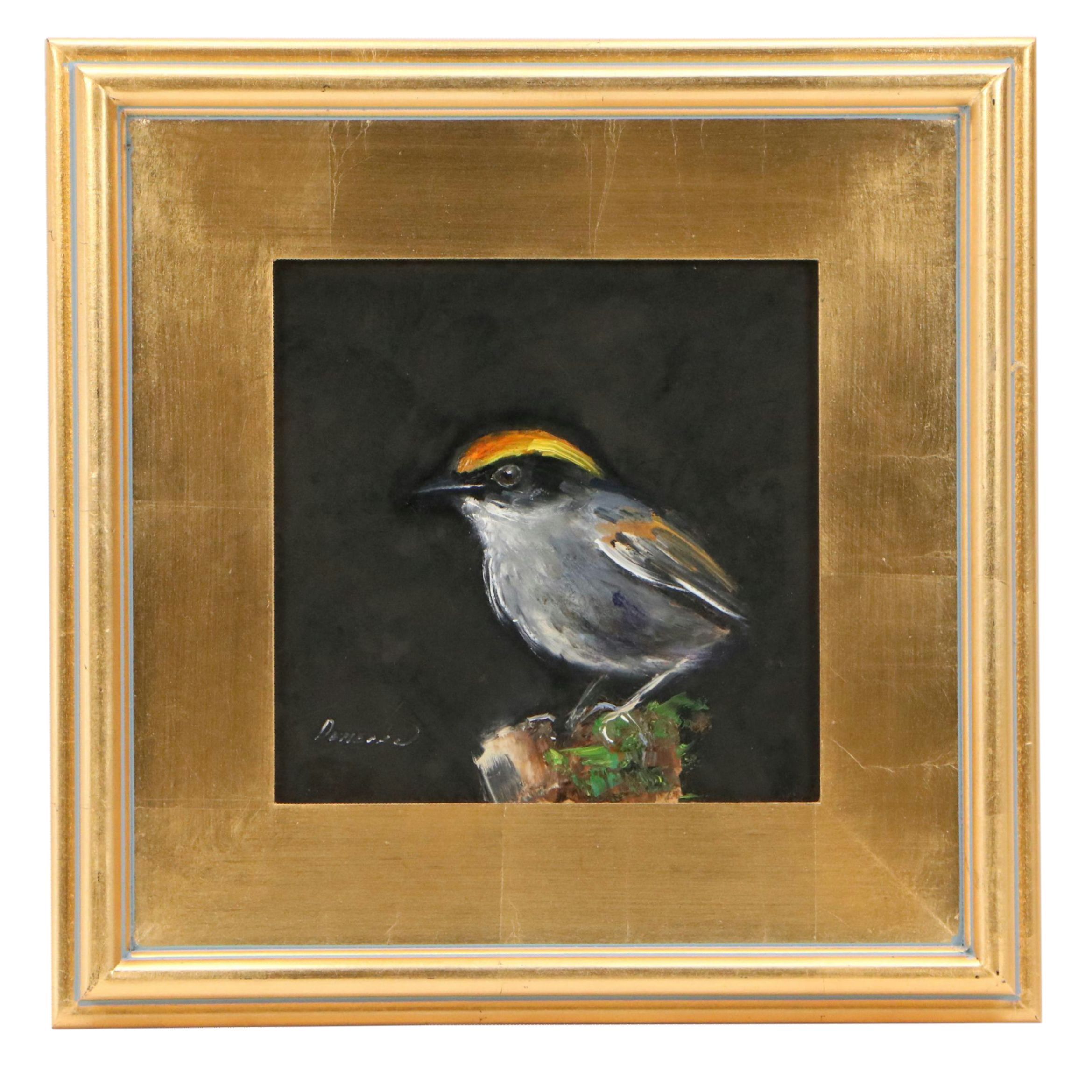 Natalia Demenko Oil Painting of Golden-Crowned Kinglet, Circa 2025