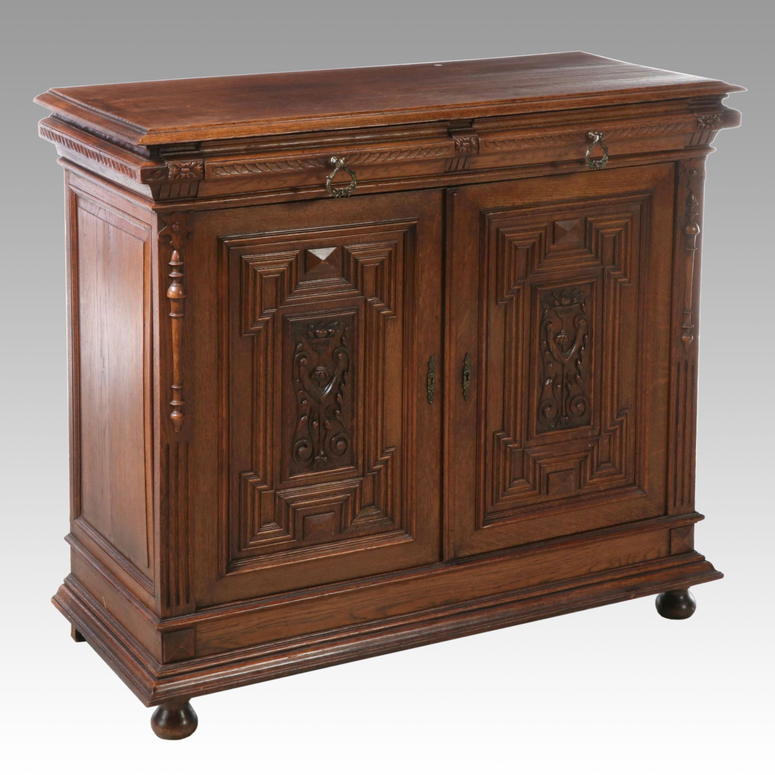 Italian Renaissance Style Carved Oak Cabinet