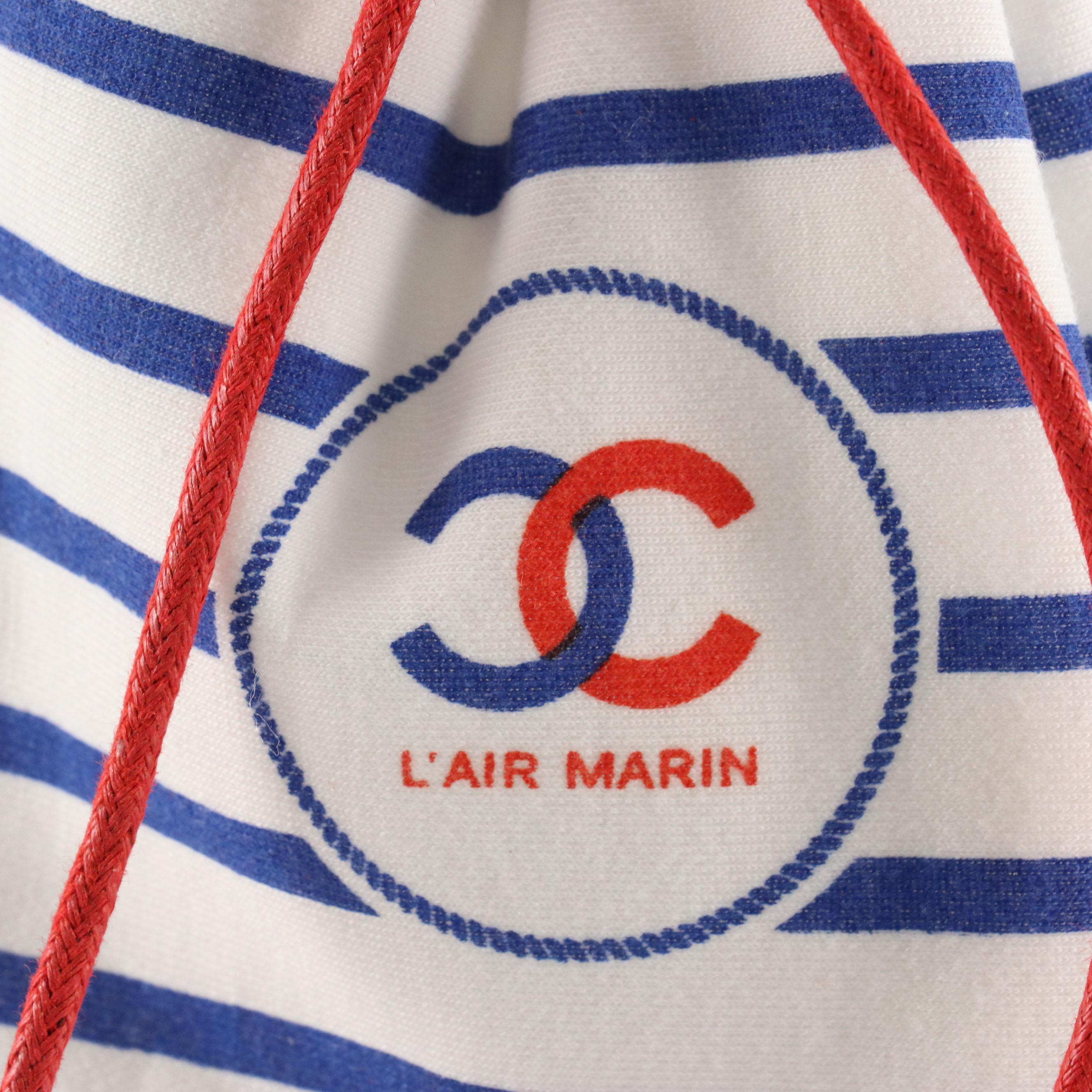 Chanel Beauté "L'Air Marin" Promotional Striped Drawstring Pouch