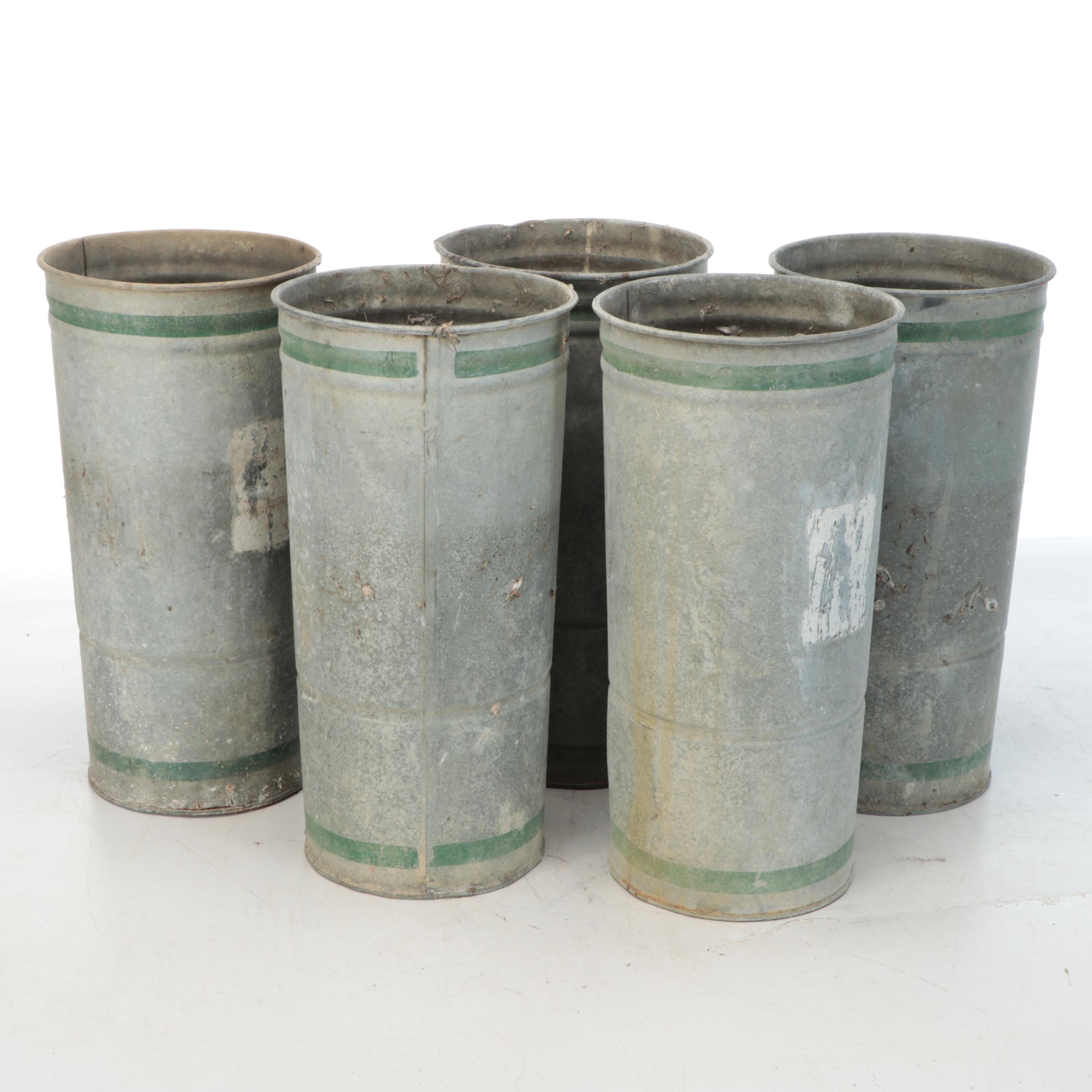 Galvanized Steel Flower Buckets, 20th Century