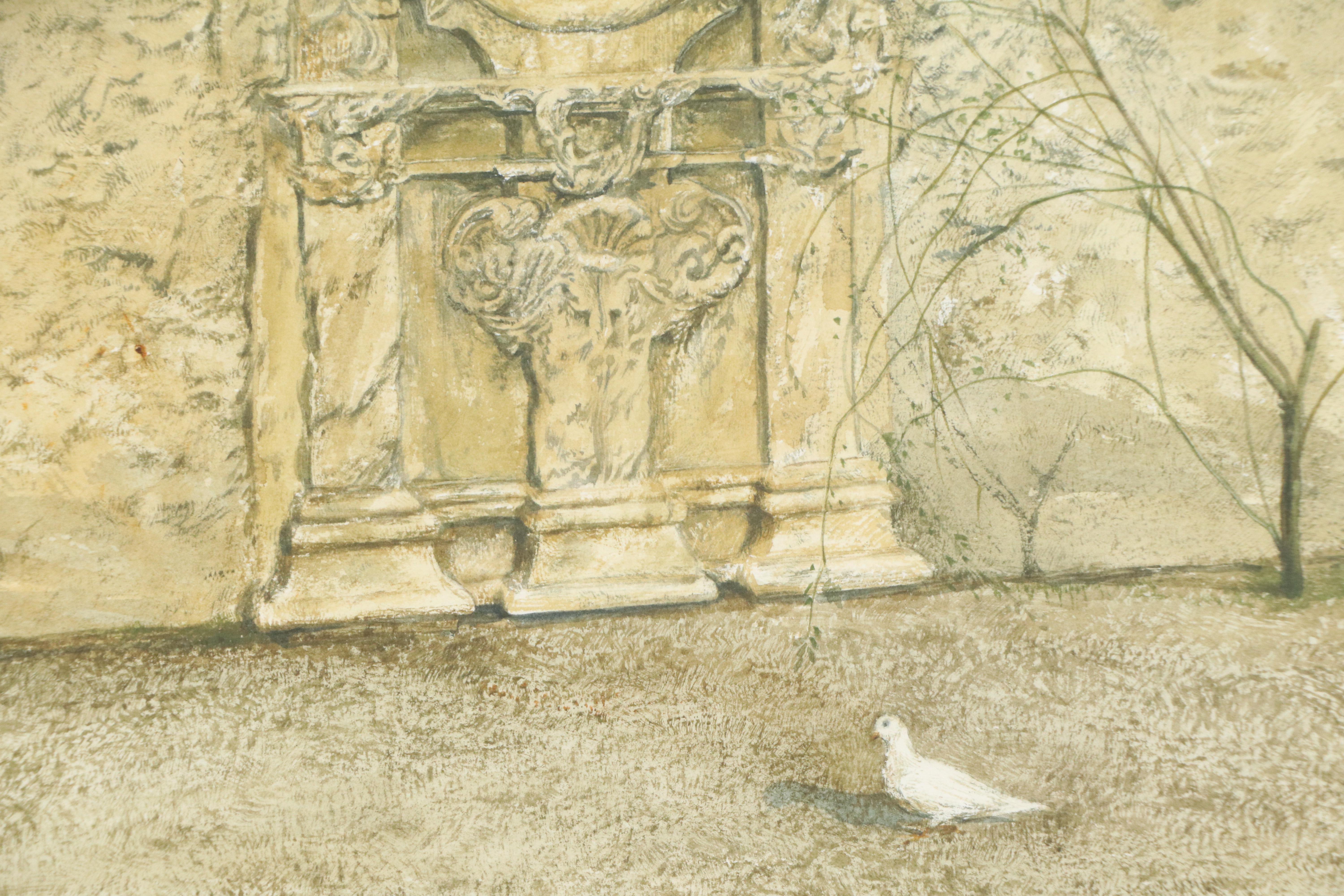 Ronald Thomason Watercolor Painting "The Rose Window," Mid to Late 20th Century