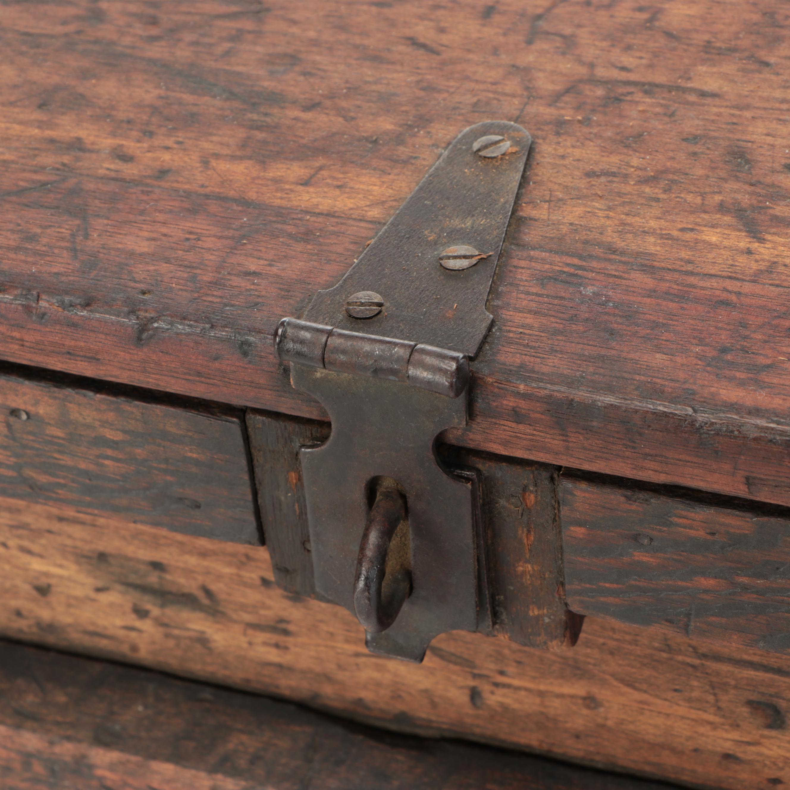 Primitive Wooden Document Box with Removable Tray, 19th Century