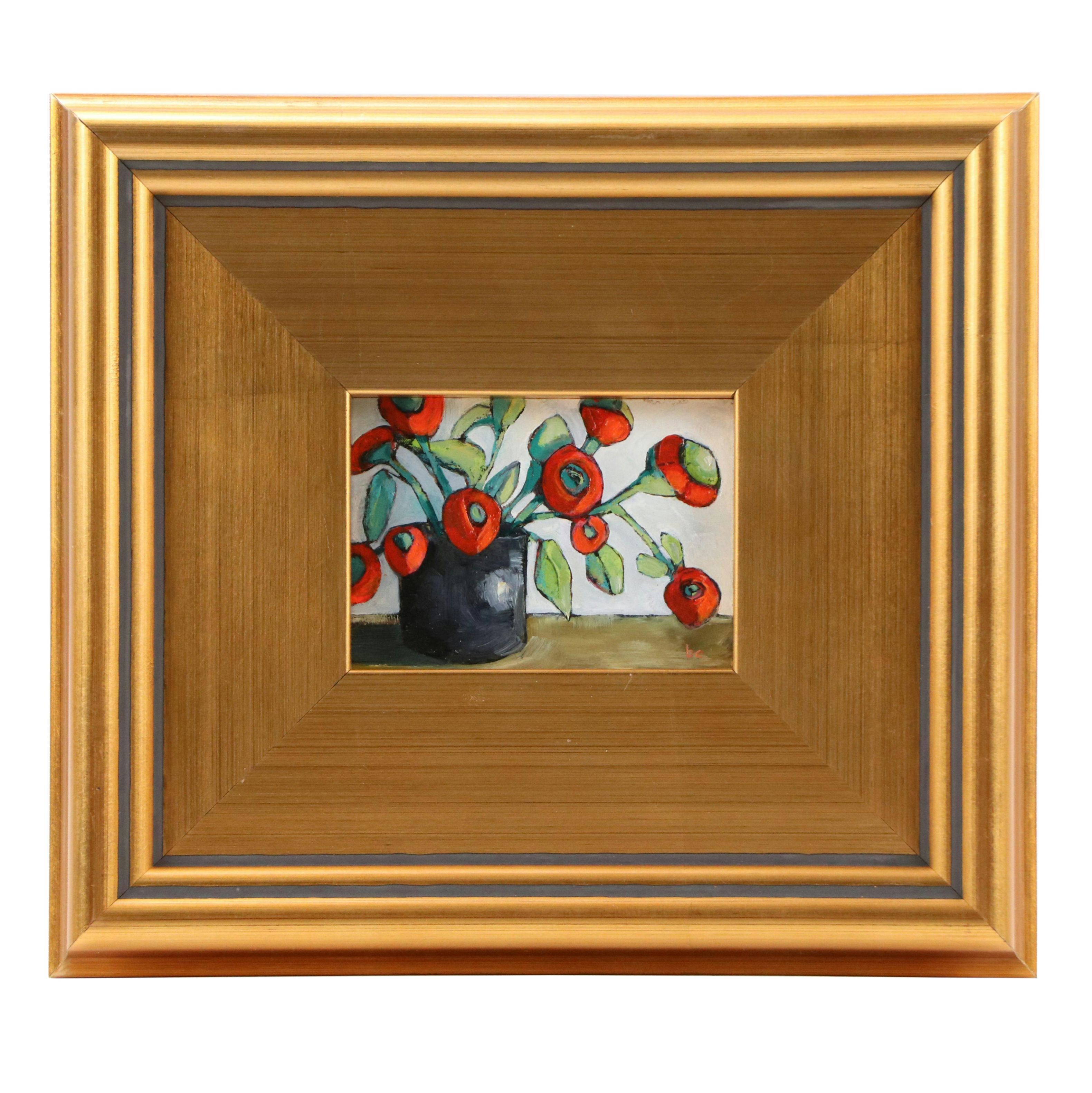 Beth Capogrossi Floral Still Life Oil Painting, 21st Century