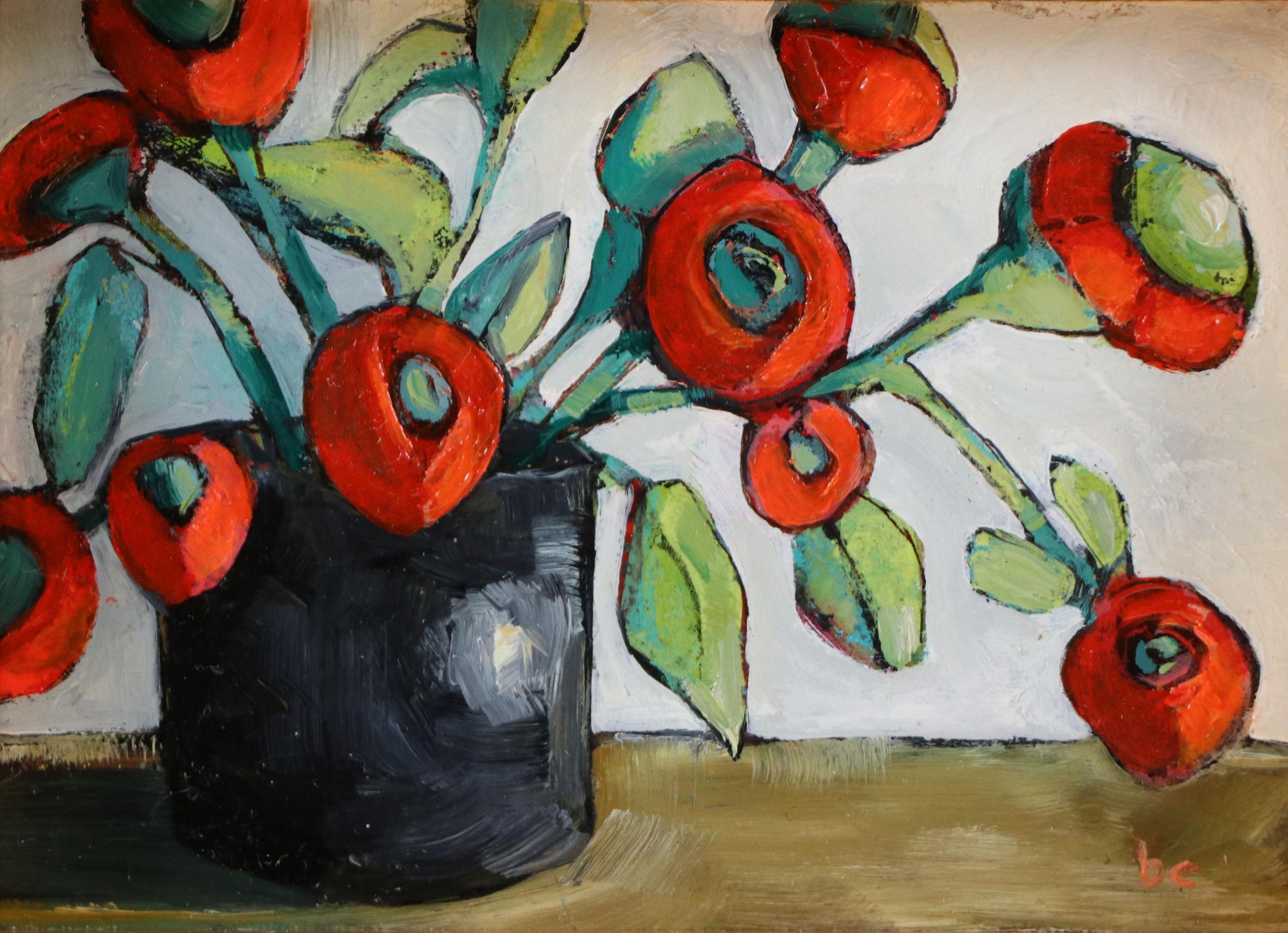 Beth Capogrossi Floral Still Life Oil Painting, 21st Century