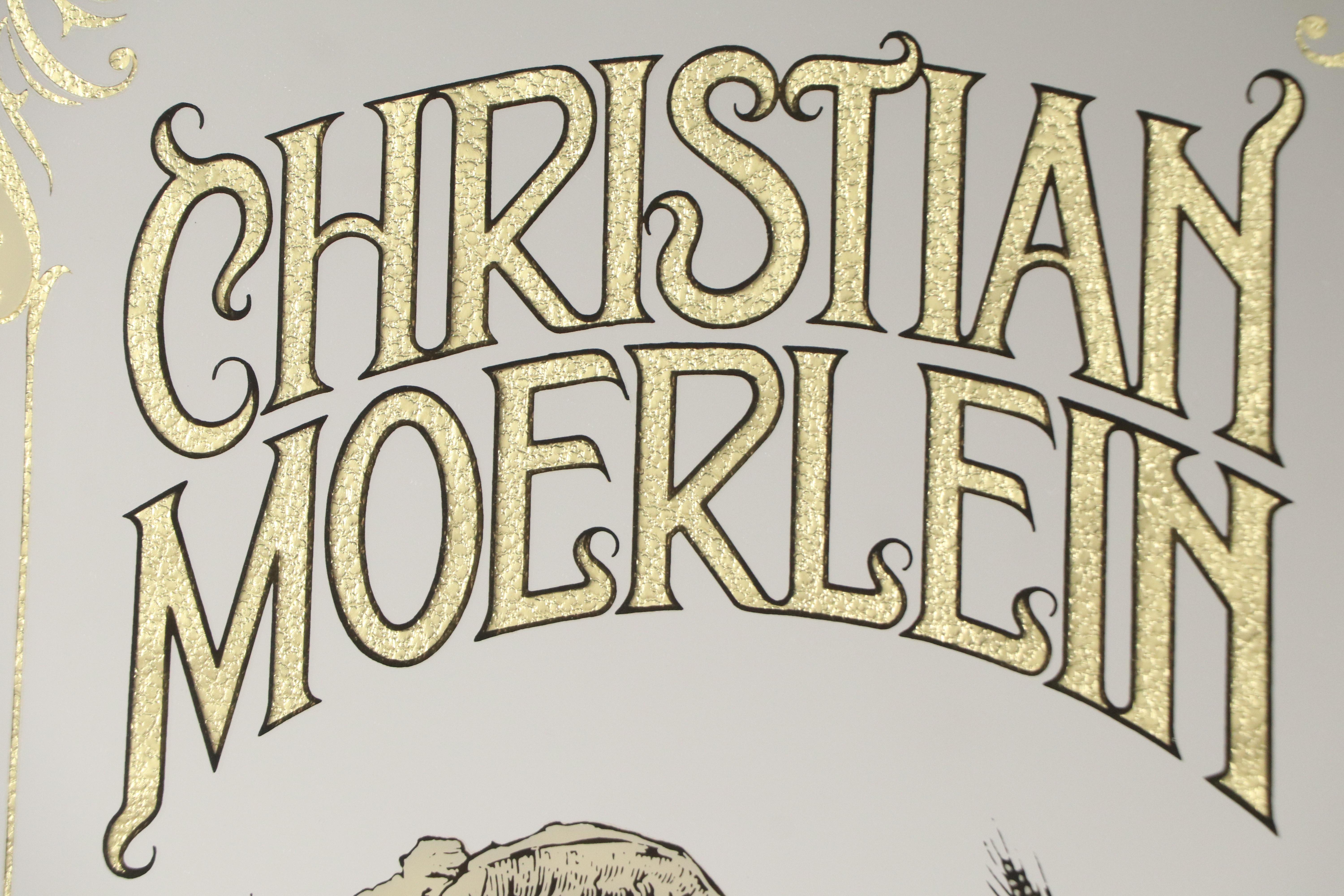 Christian Moerlein Mirror with Serigraph Motif of Woman, Late 20th Century