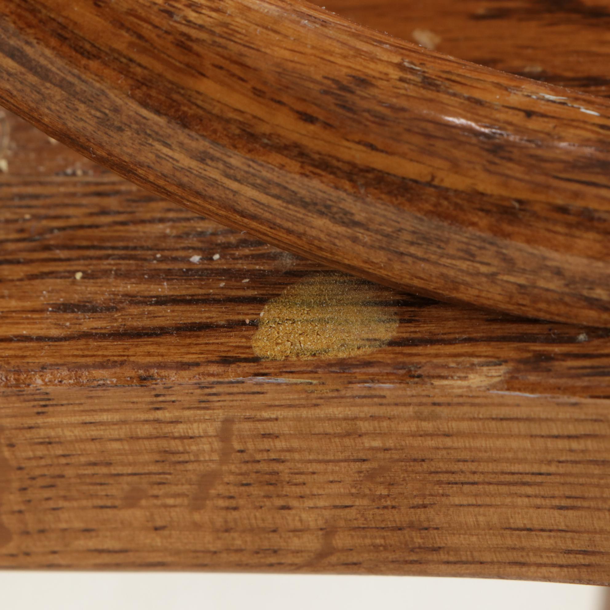 Three Victorian Style Oak Press-Back Swivel Barstools