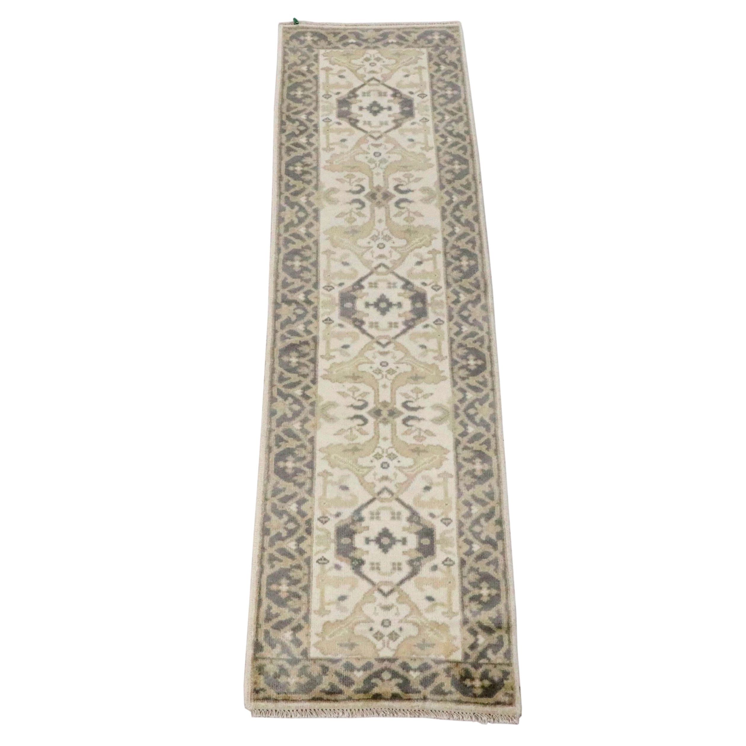 2'7 x 9'10 Hand-Knotted Indo-Turkish Oushak Carpet Runner