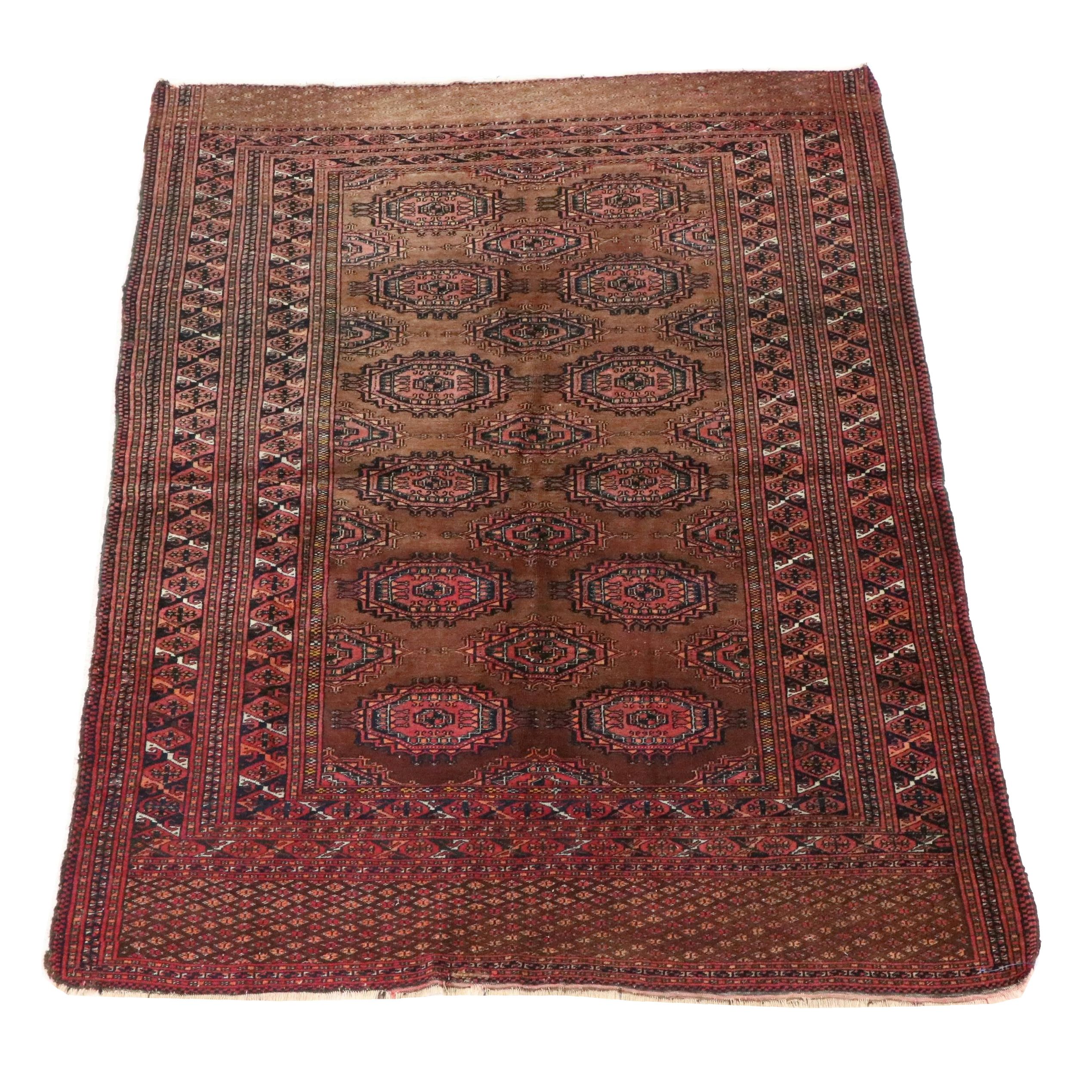 4'8 x 6'7 Hand-Knotted Pakistani Bokhara Area Rug