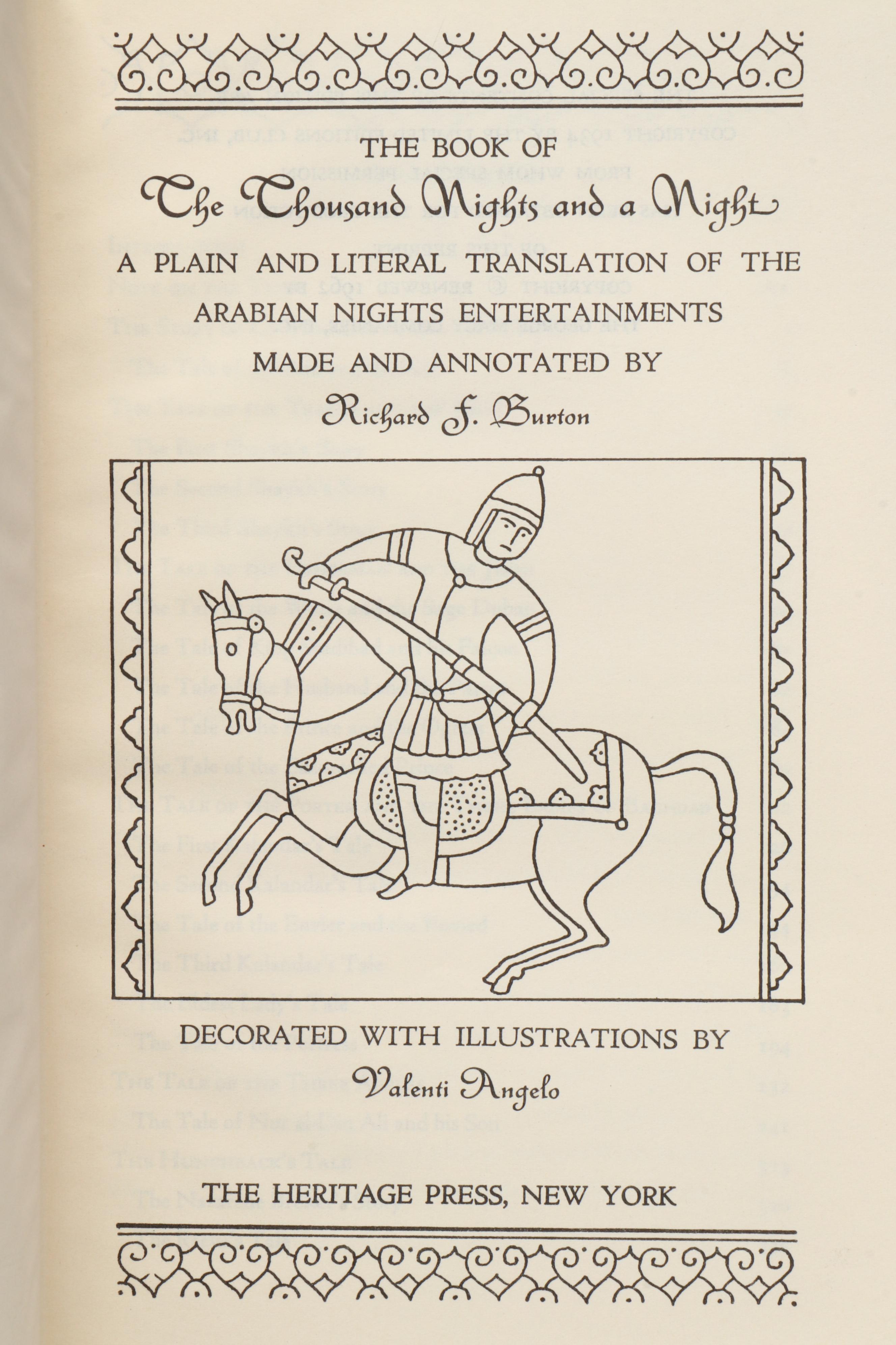 Valenti Angelo Illustrated "The Book of the Thousand Nights and a Night," 1962