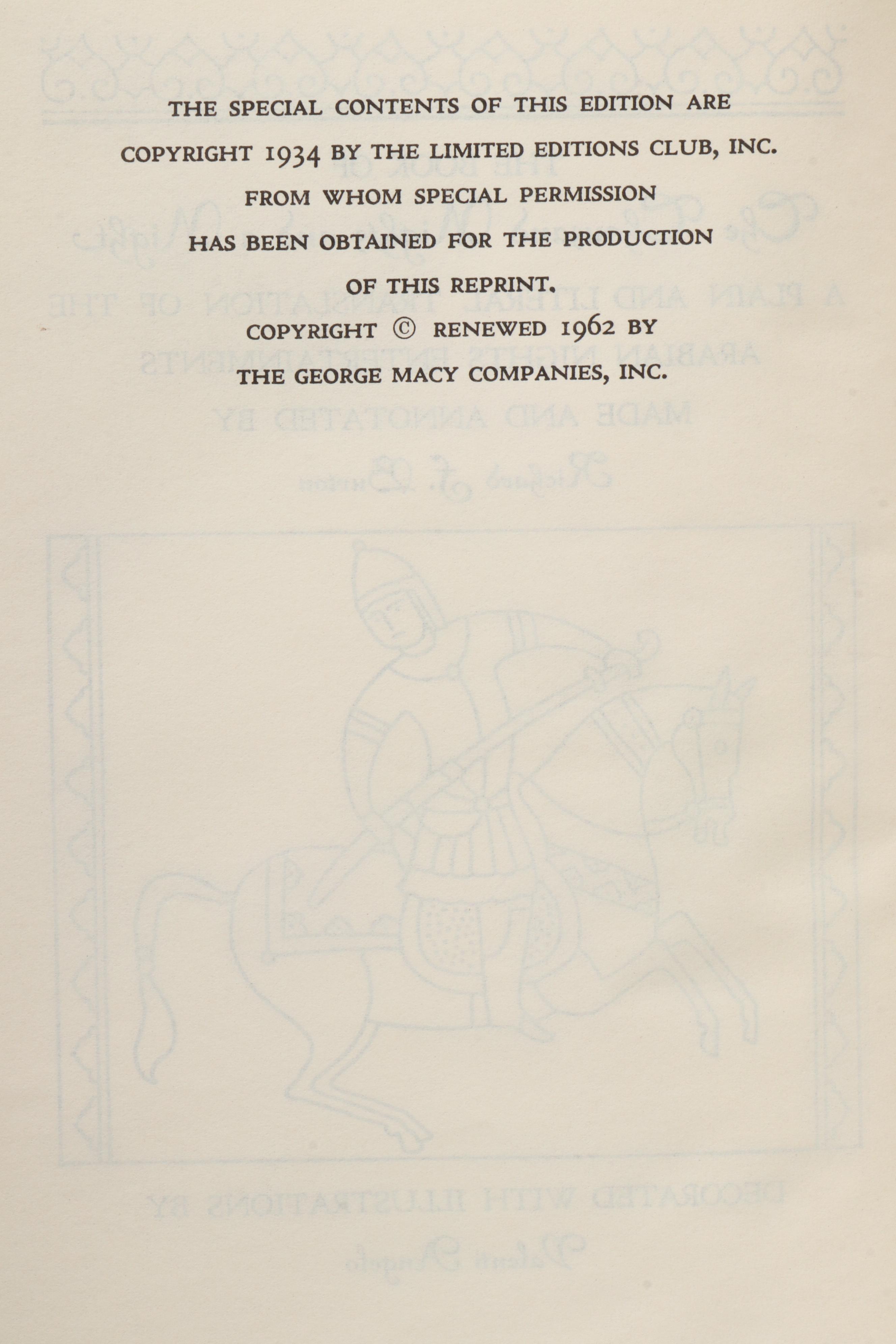 Valenti Angelo Illustrated "The Book of the Thousand Nights and a Night," 1962