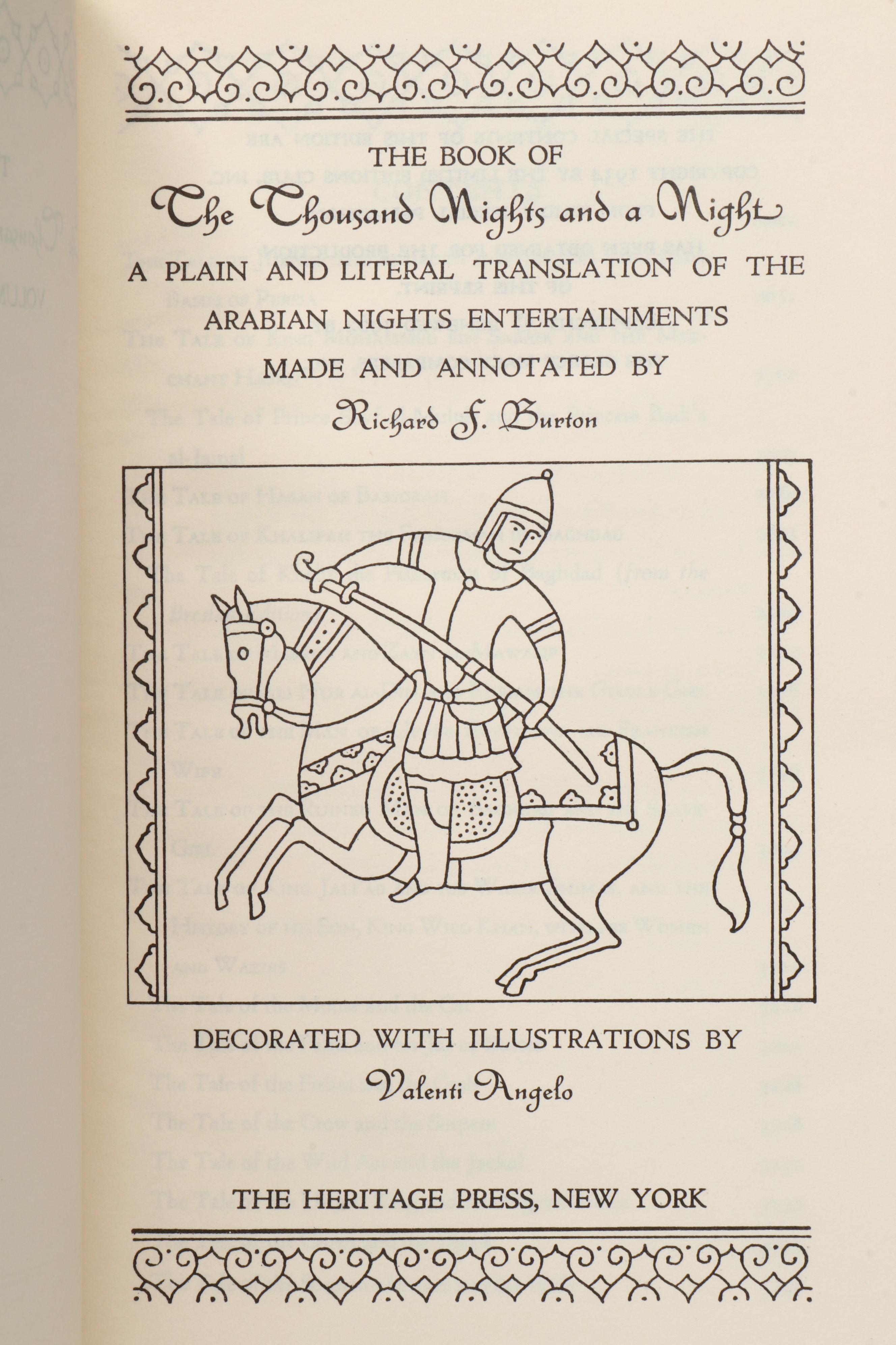 Valenti Angelo Illustrated "The Book of the Thousand Nights and a Night," 1962