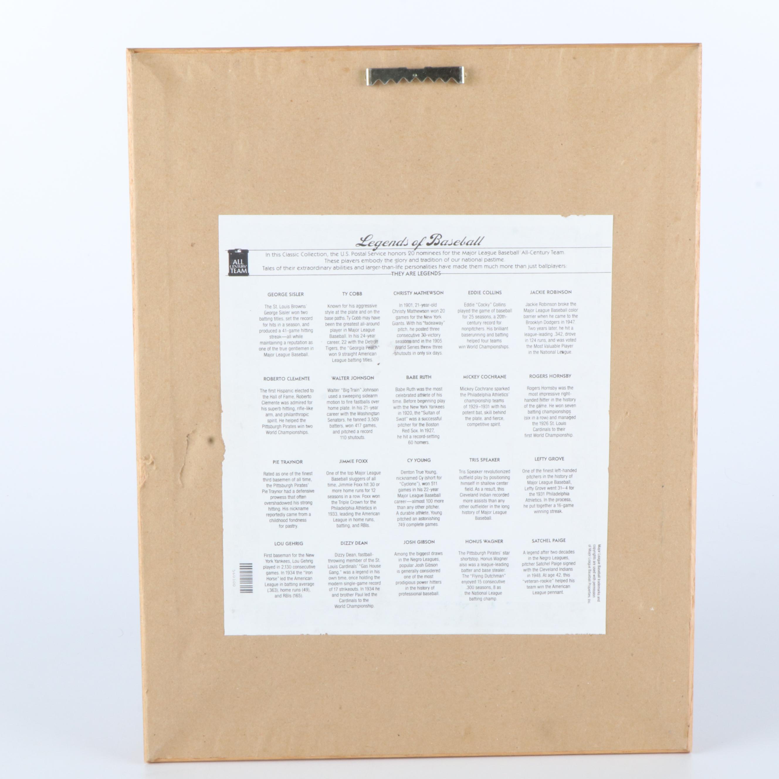 "Legends of Baseball" Baseball Stamps in Matted Display