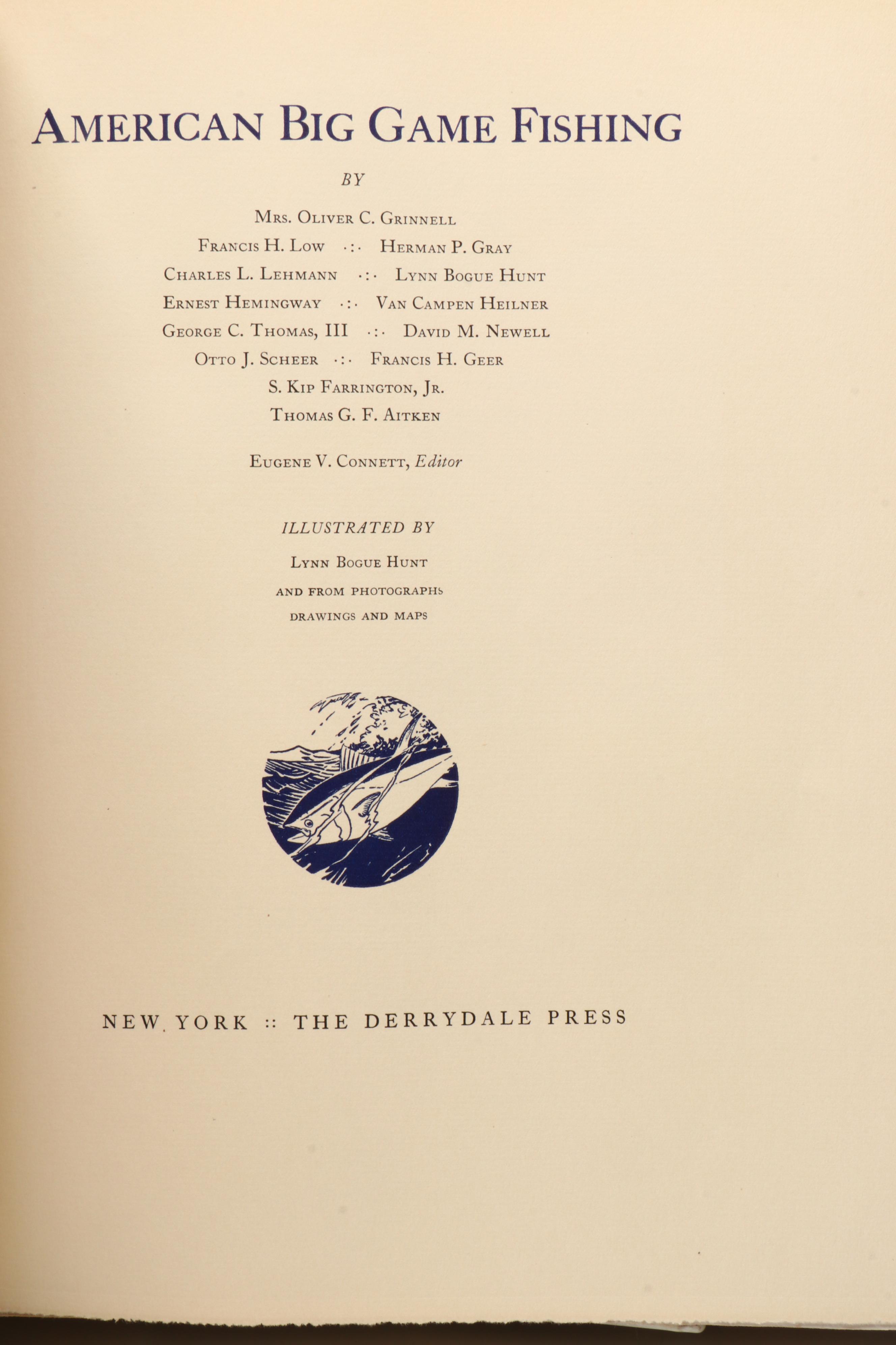 First Edition "American Big Game Fishing" Edited by Eugene V. Connett, 1935