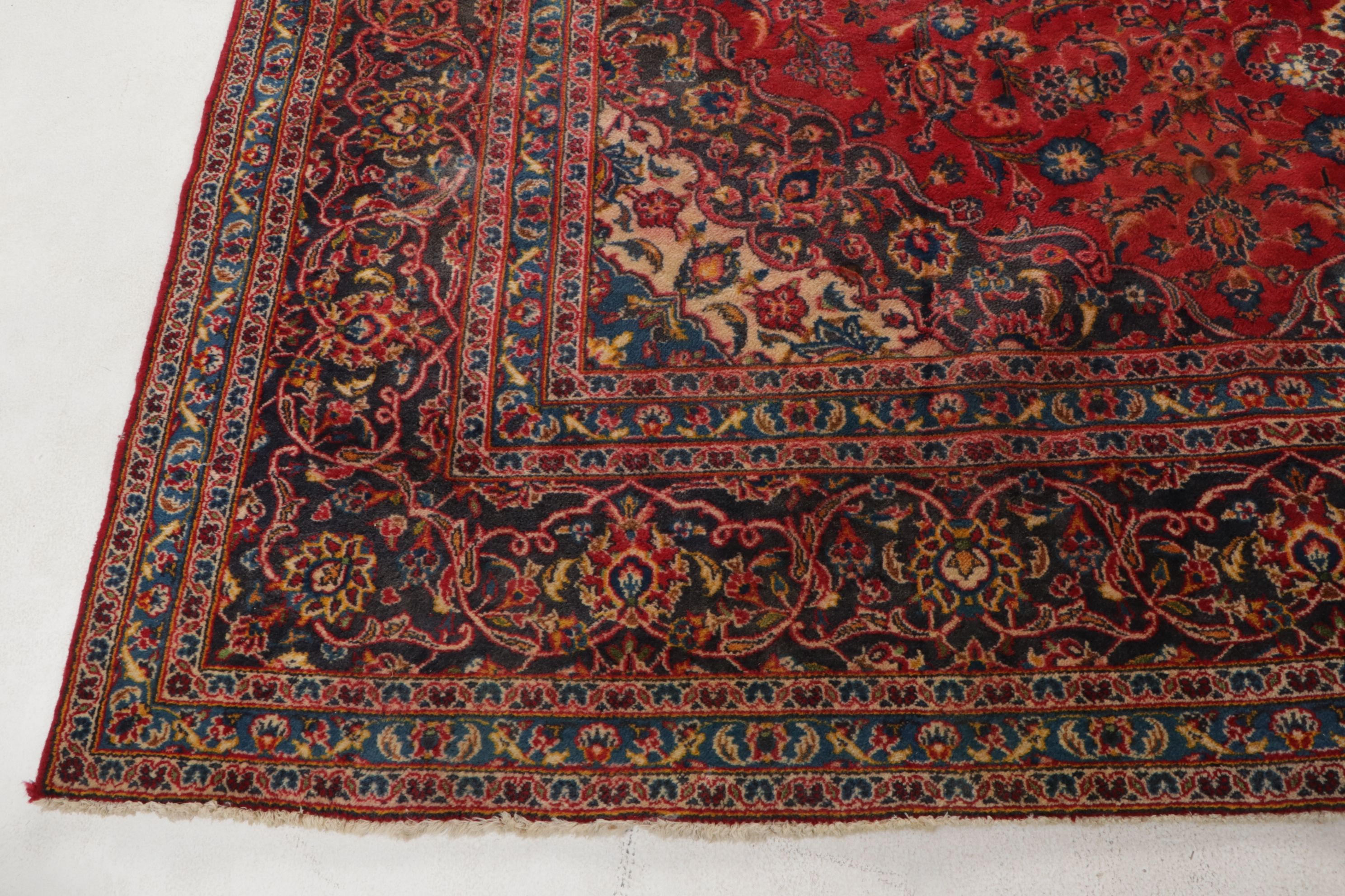 8'11 x 12'6 Hand-Knotted Persian Kashan Room Sized Rug