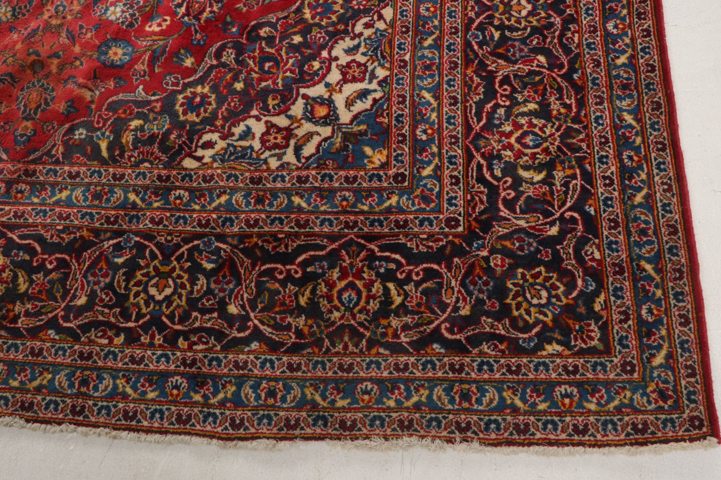 8'11 x 12'6 Hand-Knotted Persian Kashan Room Sized Rug