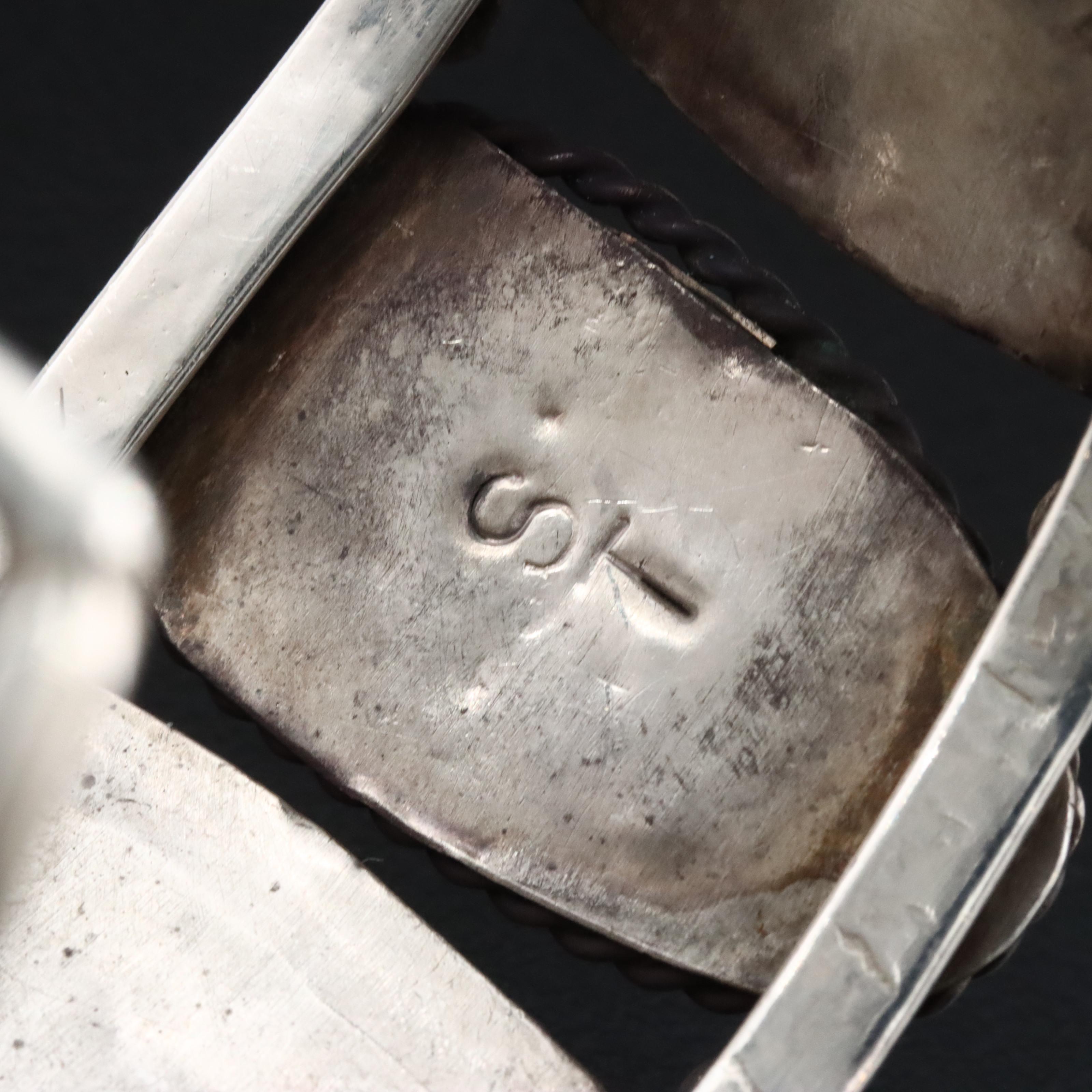 Signed Southwestern Sterling Turquoise Cuff