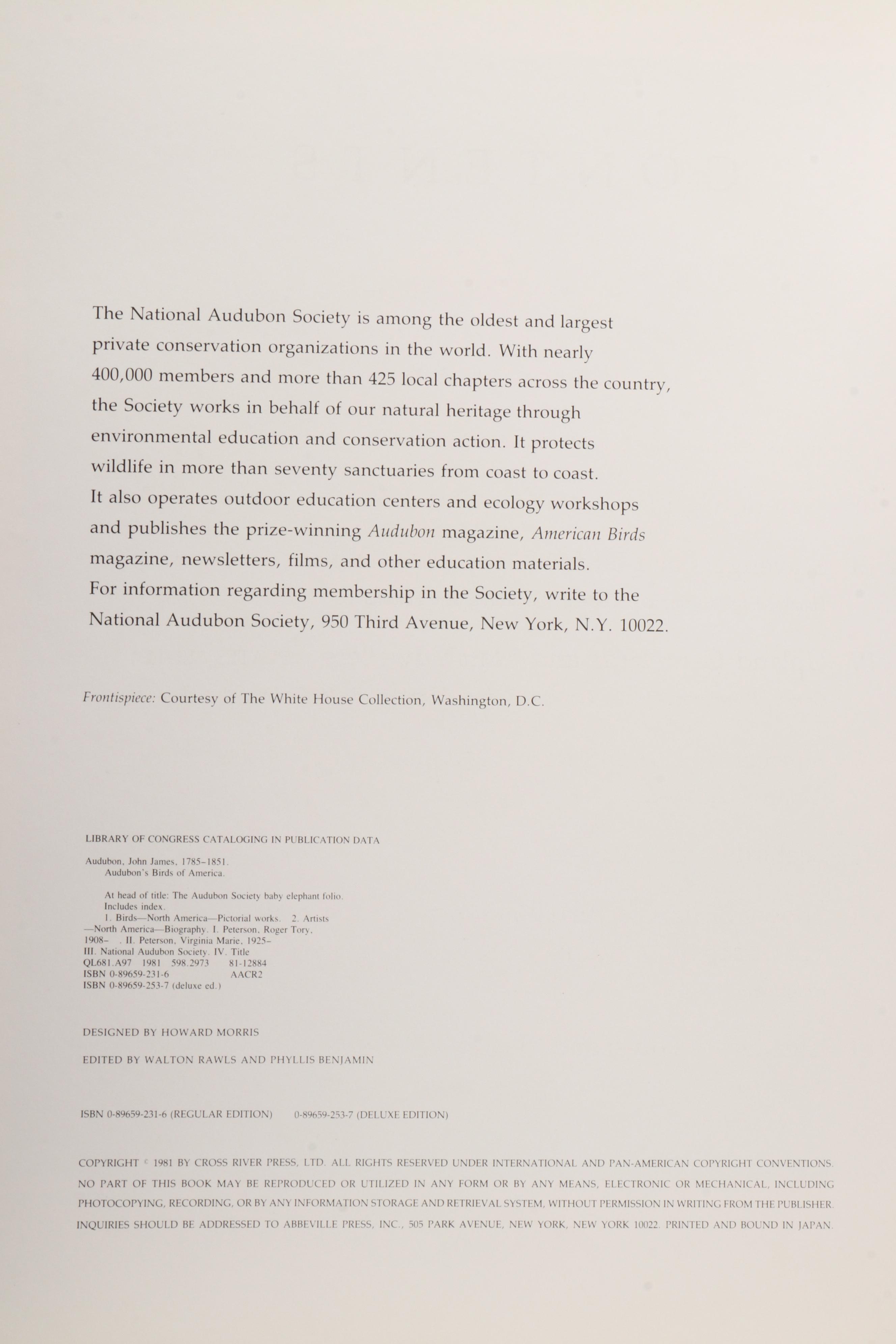 Signed Limited Edition Baby Elephant Folio "Audubon's Birds of America," 1981