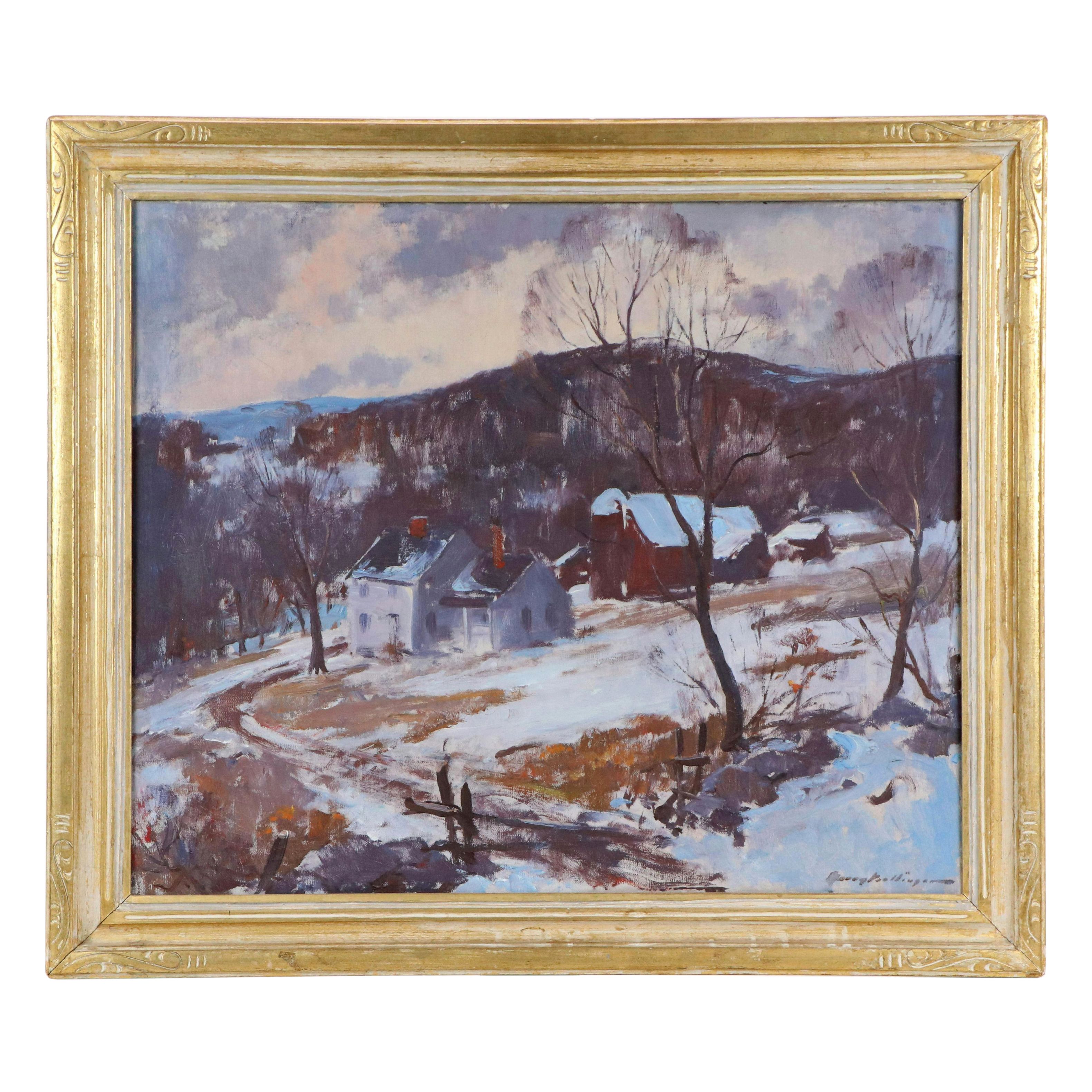 Harry Russel Ballinger Plein Air Winter Landscape Oil Painting