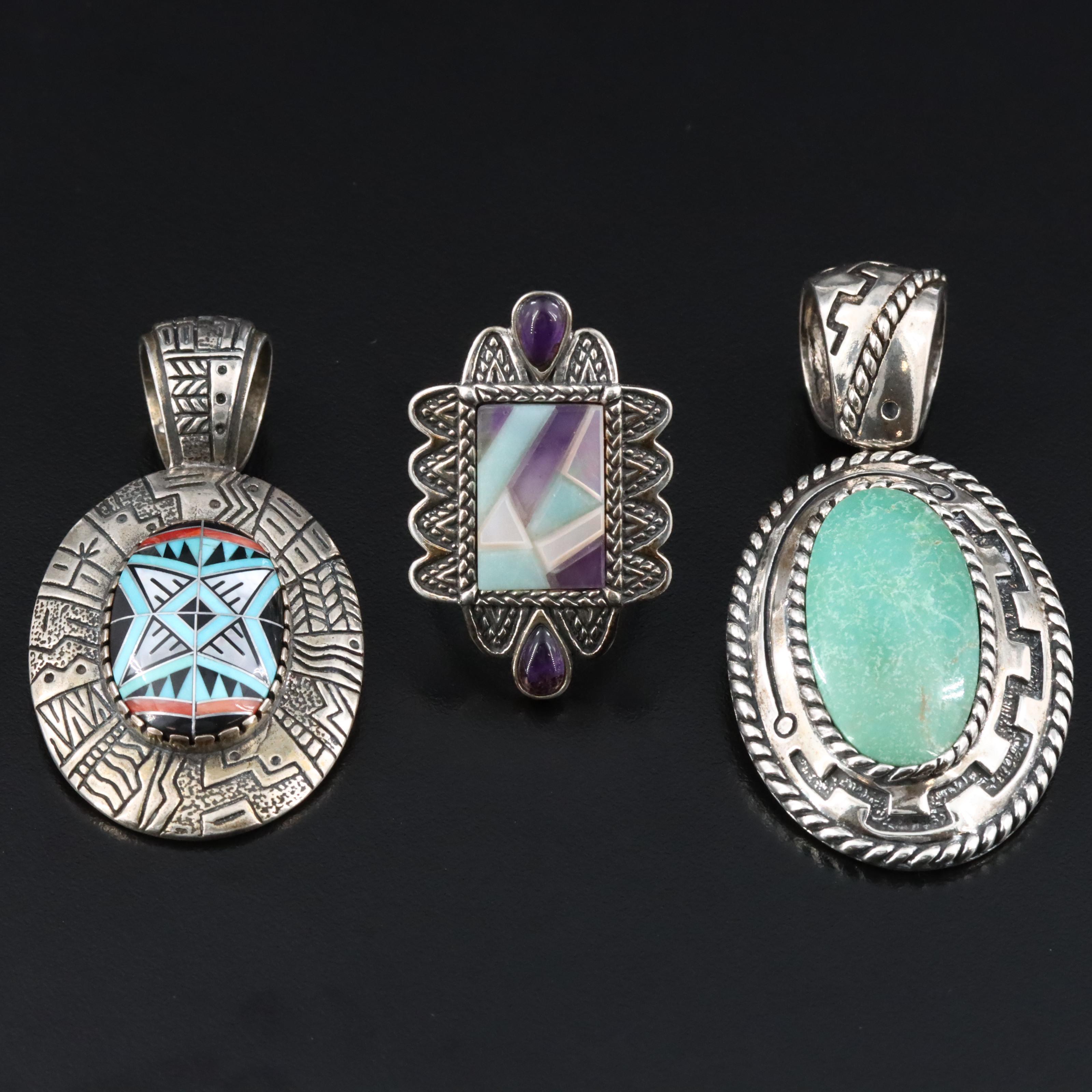 Relios Sterling Pendants and Ring Featuring Roderick & Marilyn Tenorio, Kewa