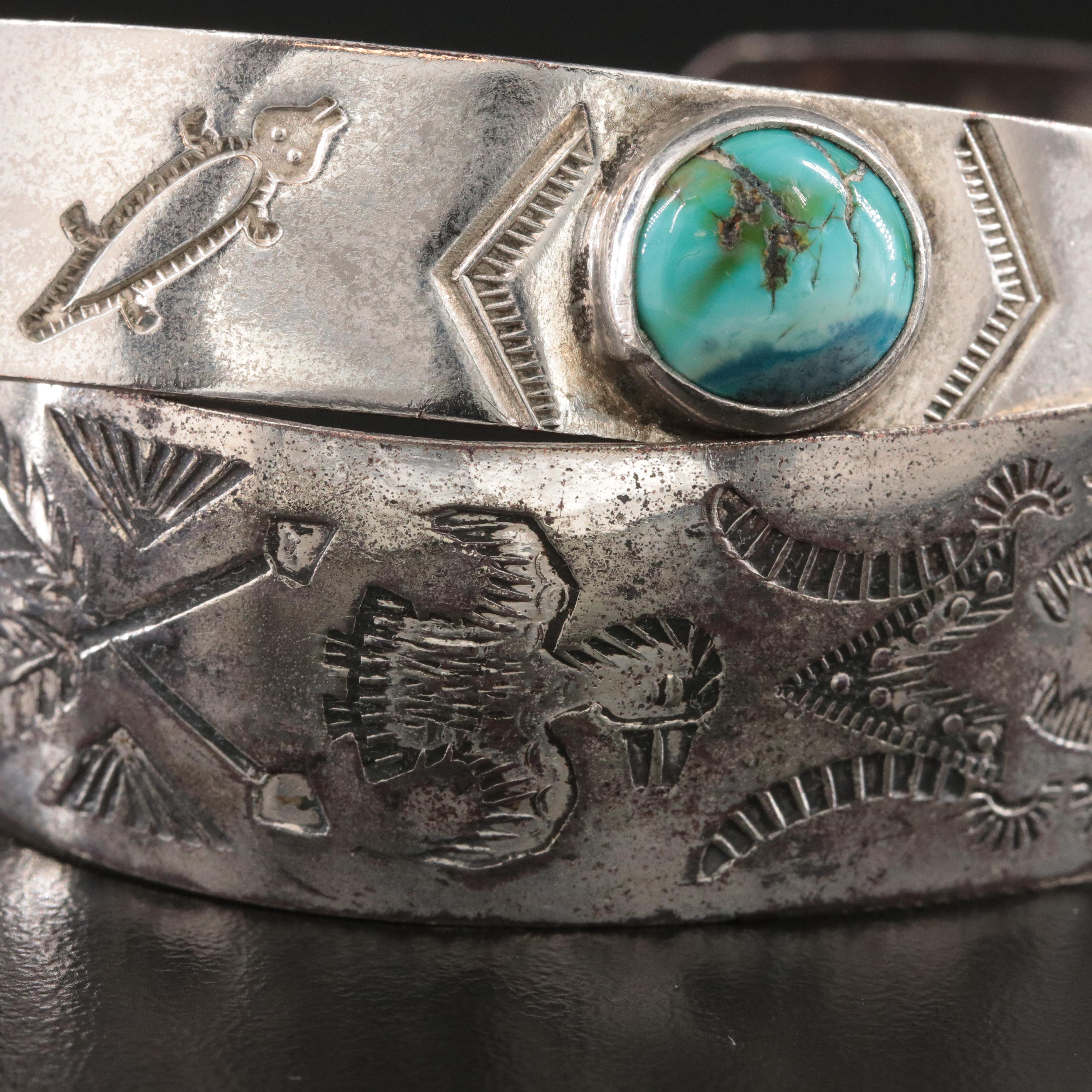Southwestern Stampwork Cuffs Including Turquoise