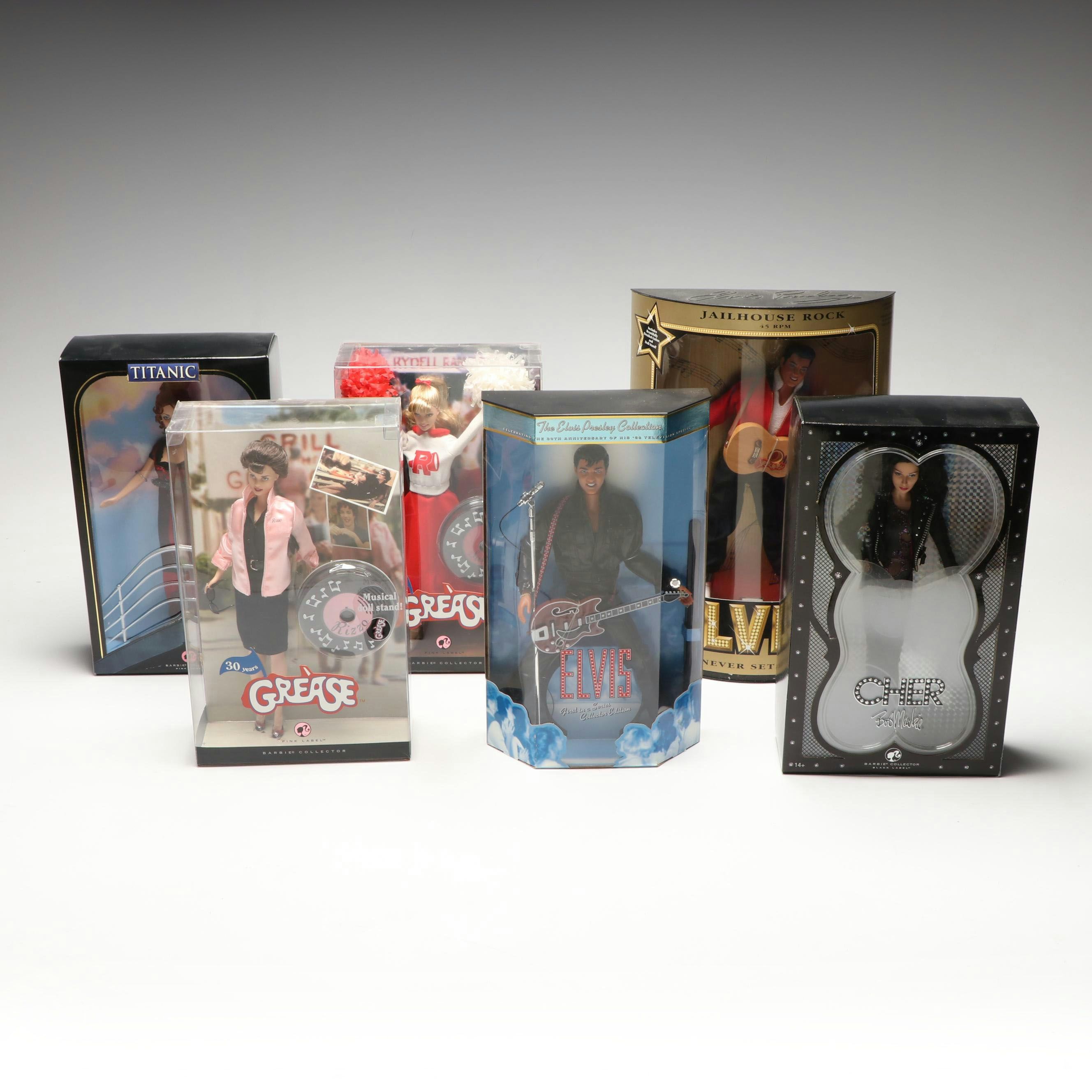 Mattel and Hasbro "Titanic," "Grease," "Cher," and "Elvis" Barbie Dolls