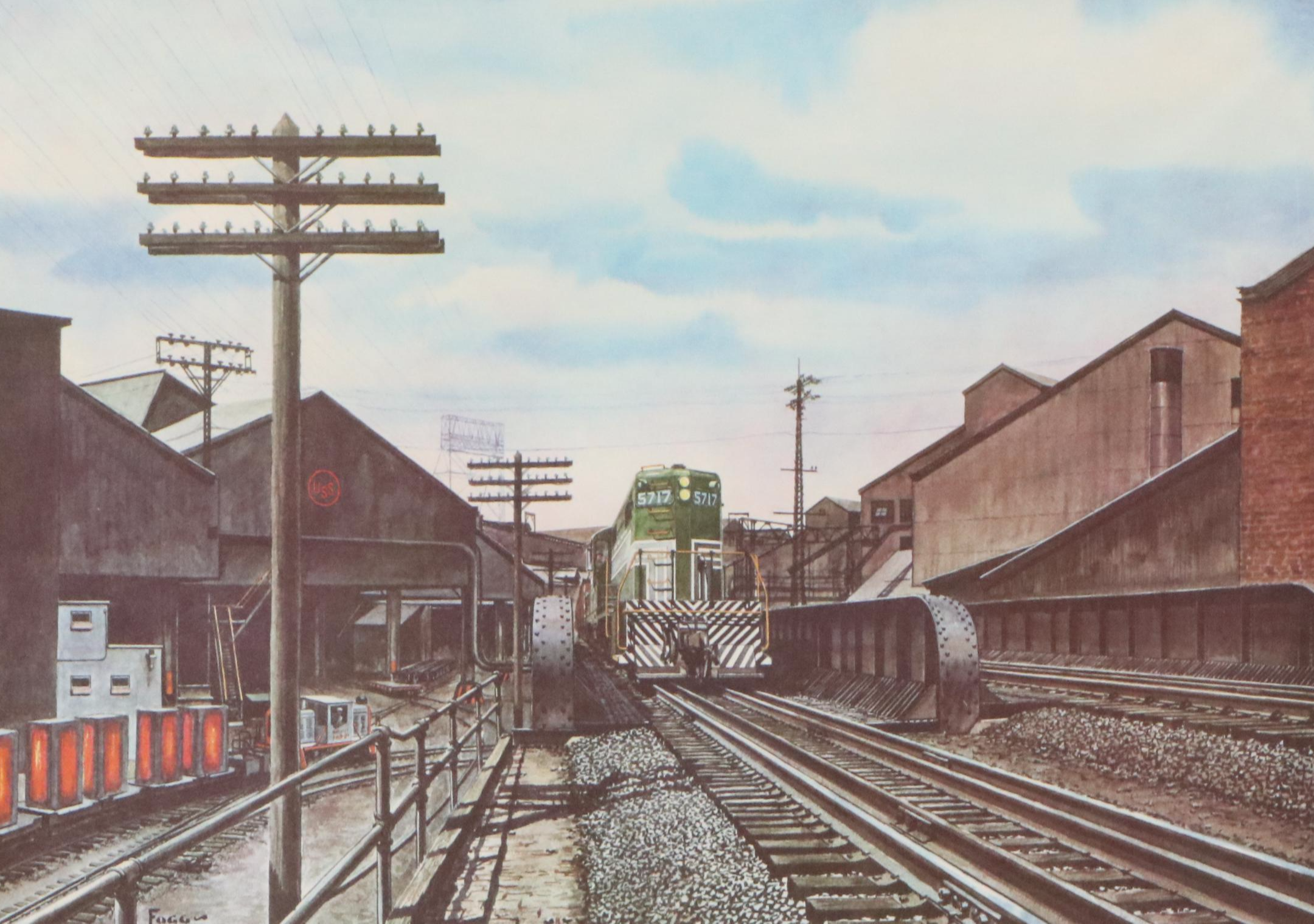 Offset Lithograph of Howard Fogg Painting for New York Central RR, Circa 1960