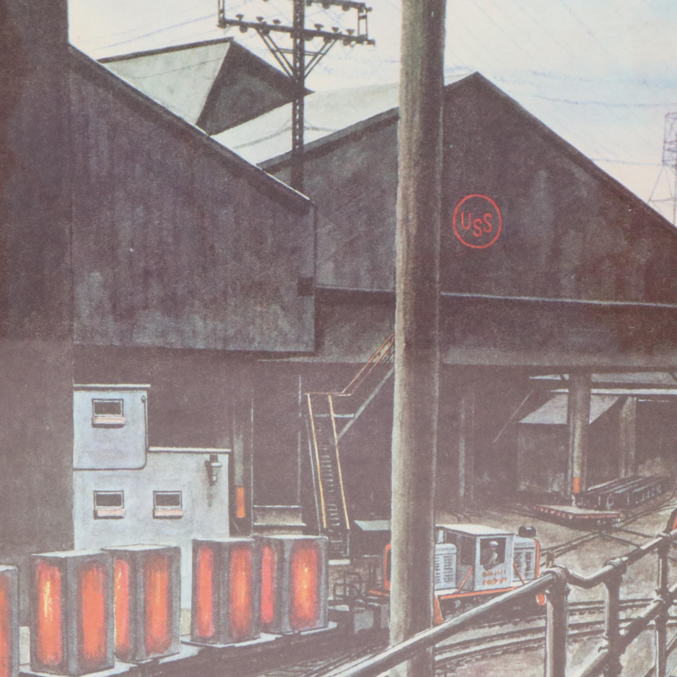 Offset Lithograph of Howard Fogg Painting for New York Central RR, Circa 1960