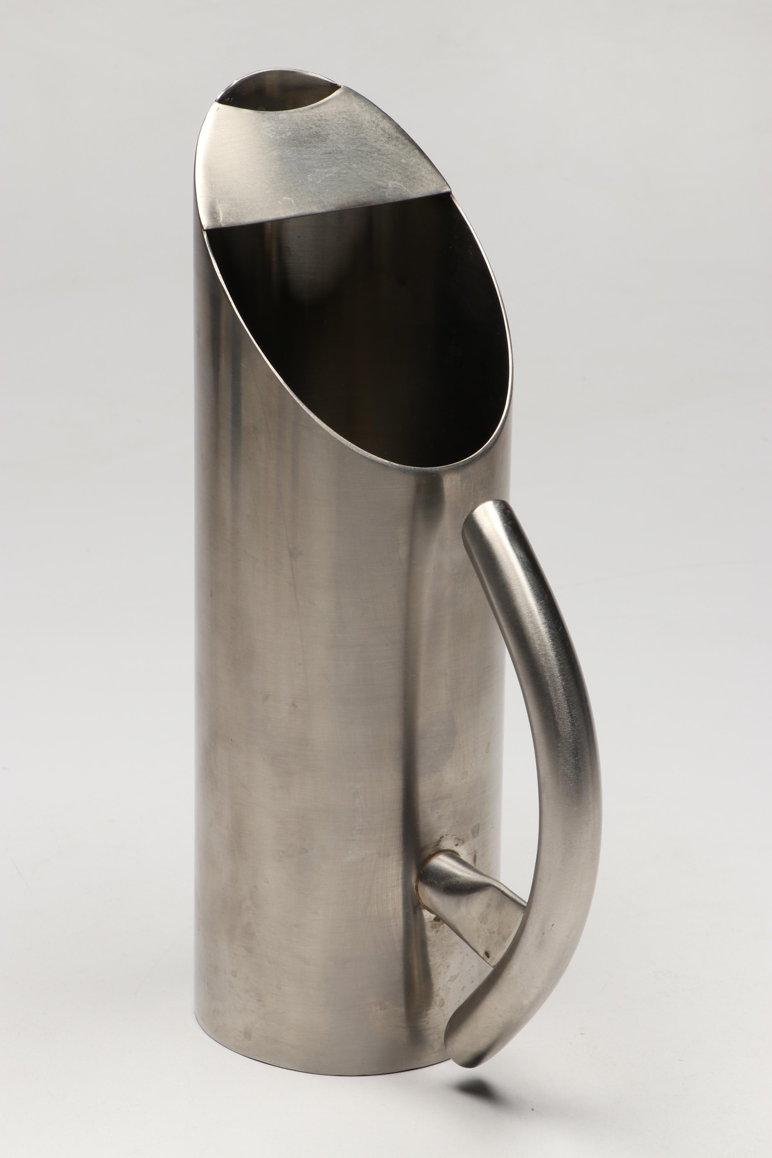 Stelton Danish Mid Century Modern Teak and Stainless Steel Dish with Pitcher