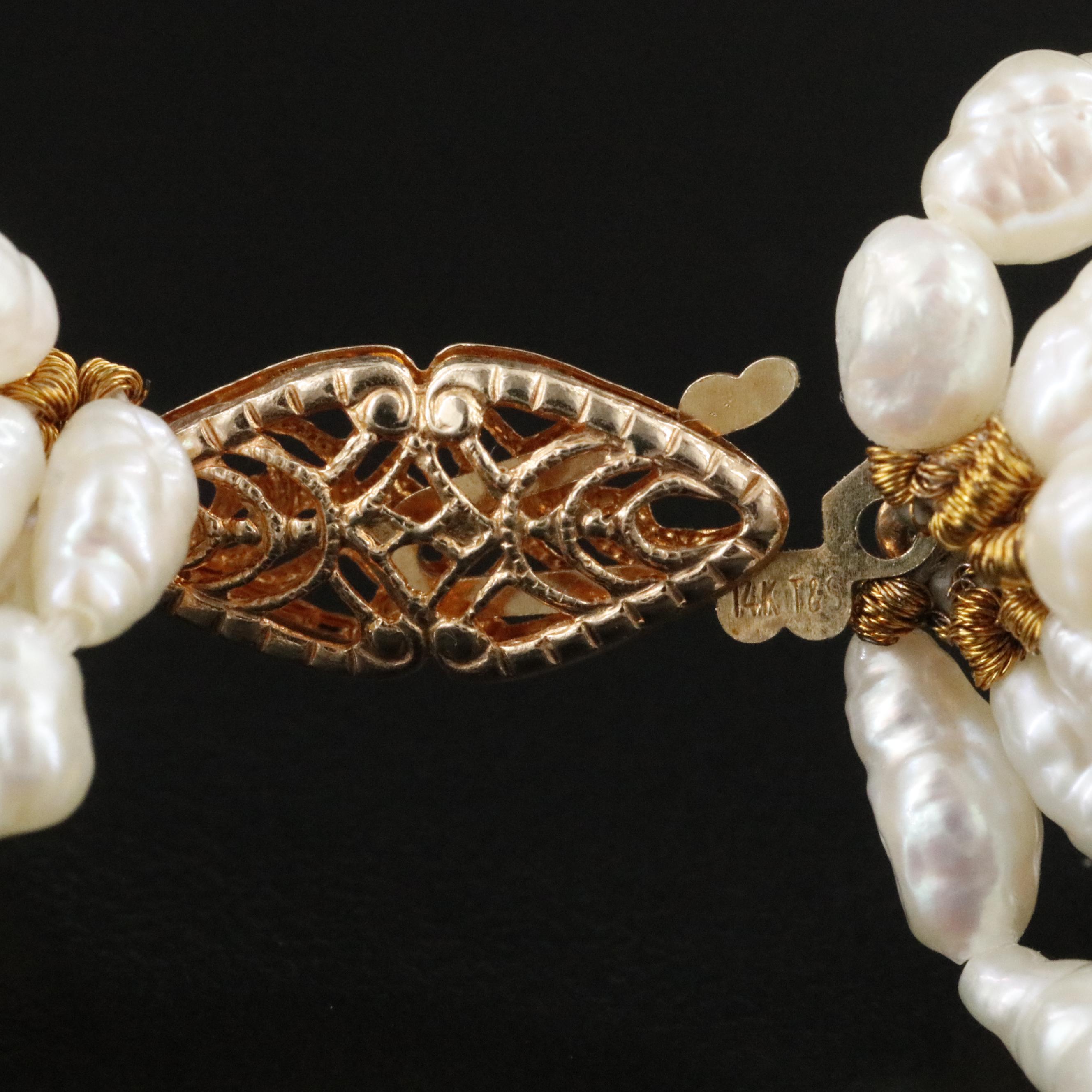 Pearl Torsade Necklace with 14K Clasp