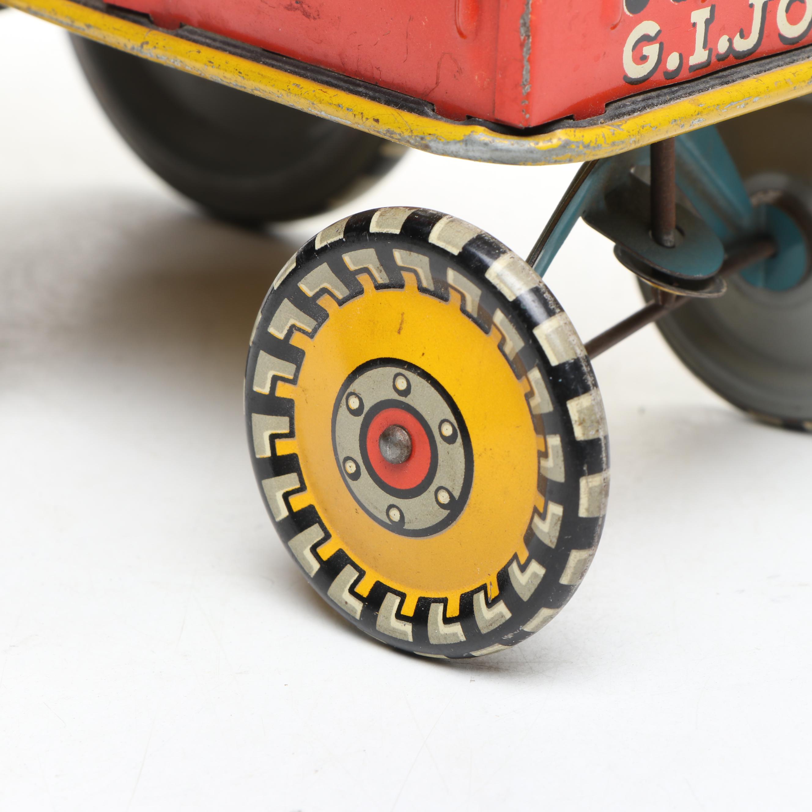 Unique Art "G.I. Joe and His Jouncing Jeep" Wind-Up Toy, Mid-20th Century