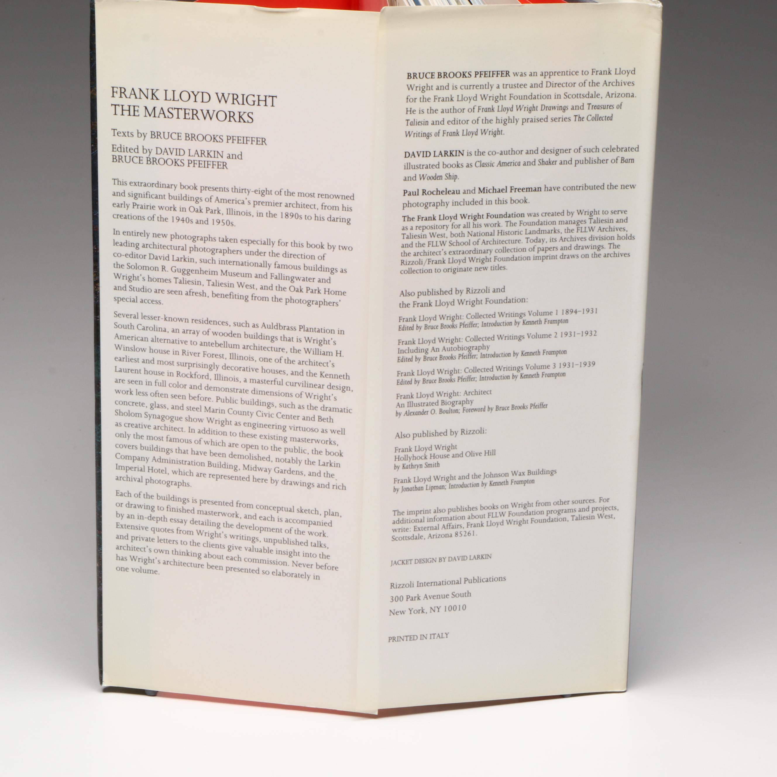 First Edition "Frank Lloyd Wright: The Masterworks" by Pfeiffer and Larkin, 1993