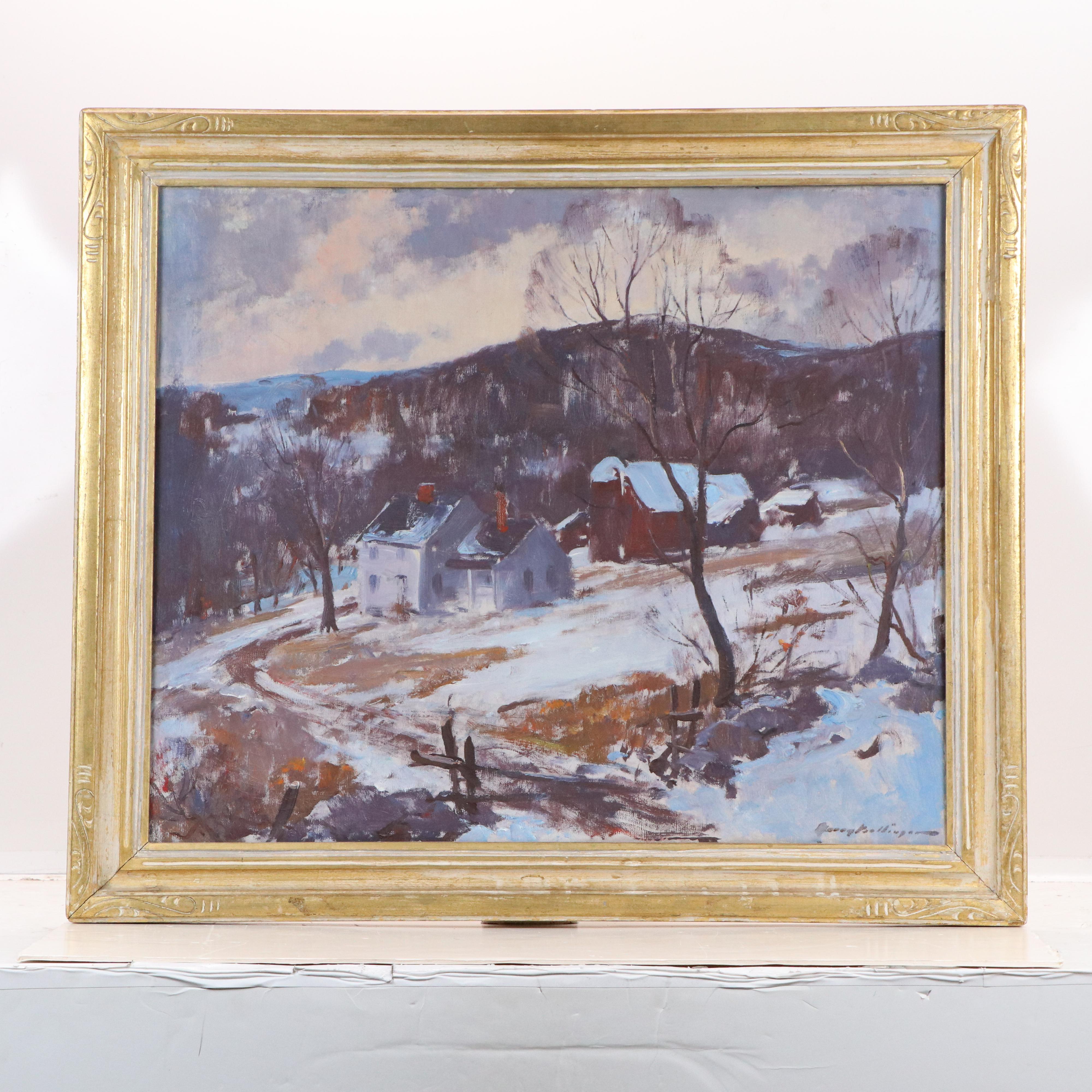 Harry Russel Ballinger Plein Air Winter Landscape Oil Painting