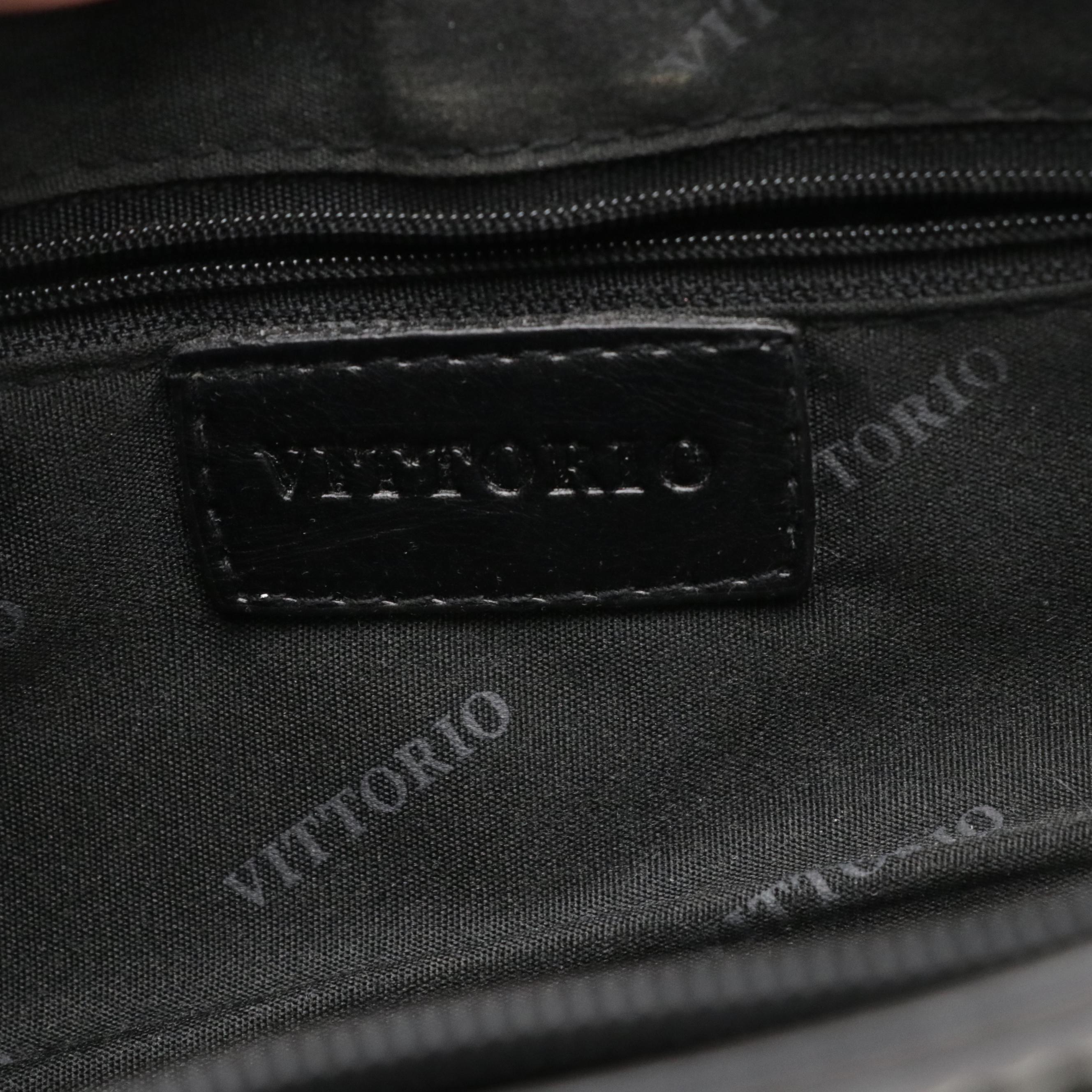 Vittorio Black Calfskin and Snakeskin Leather Shoulder Bag and Long Wallet Set