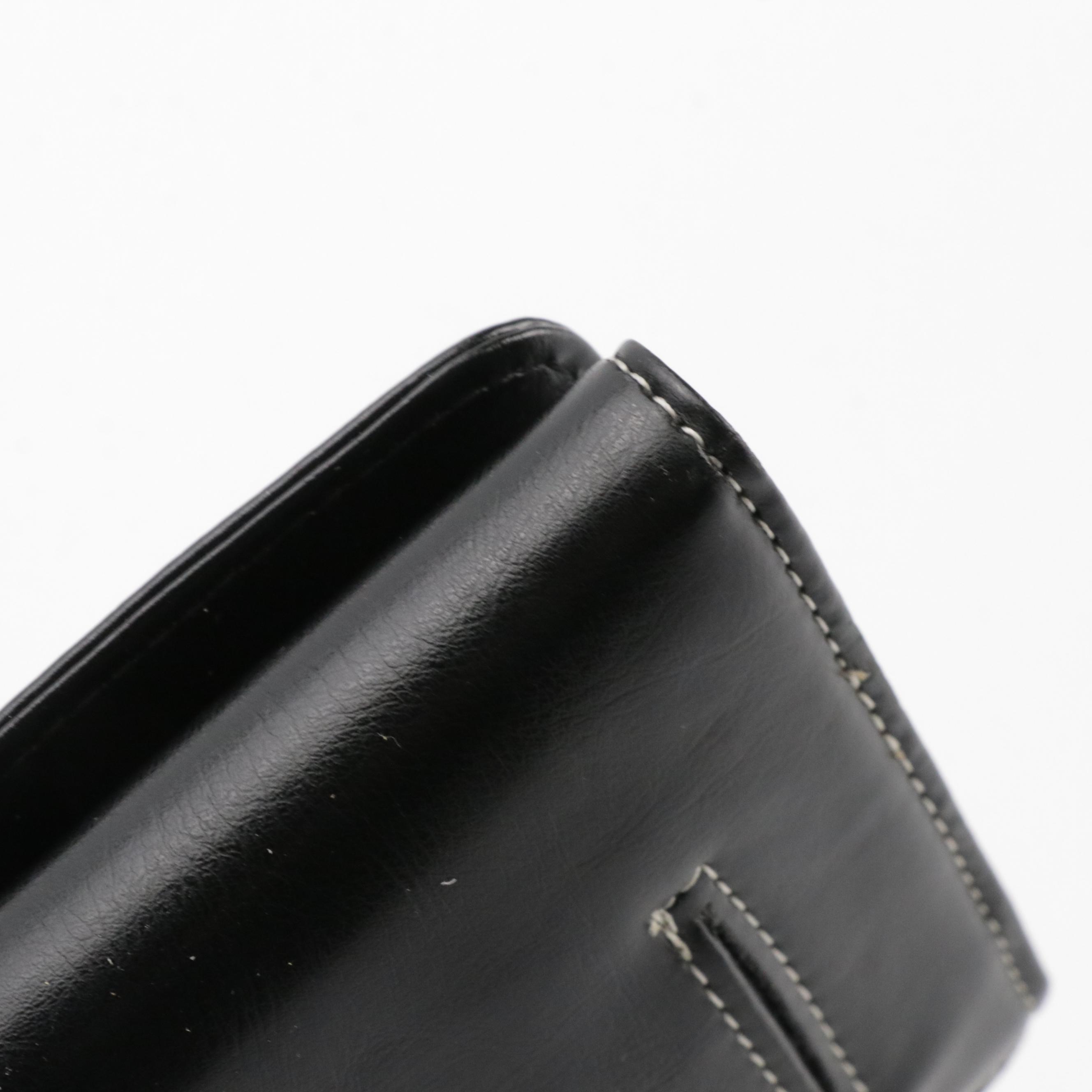 Vittorio Black Calfskin and Snakeskin Leather Shoulder Bag and Long Wallet Set