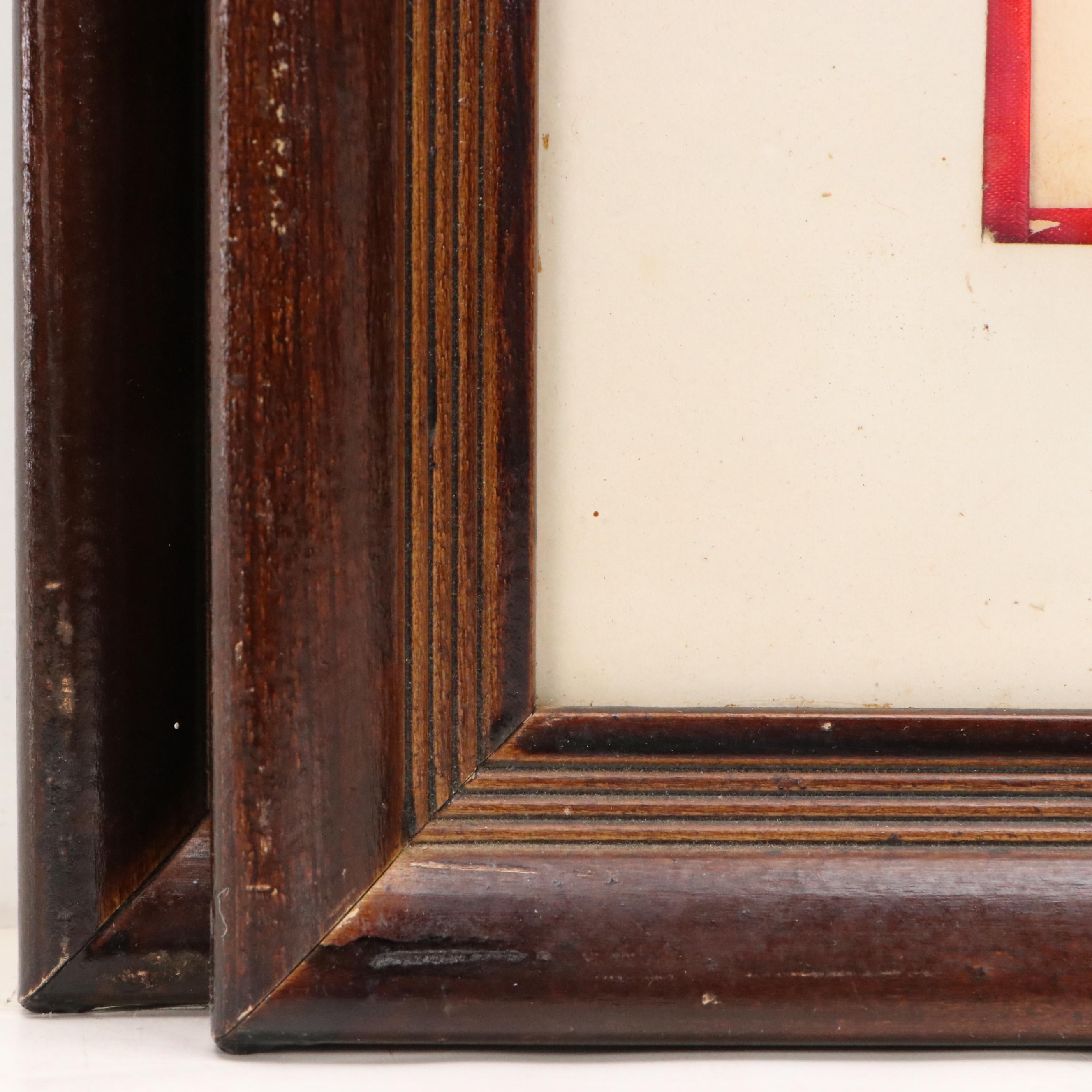 Gouche Paintings of Stylized East Asian Portraits, Mid-20th Century