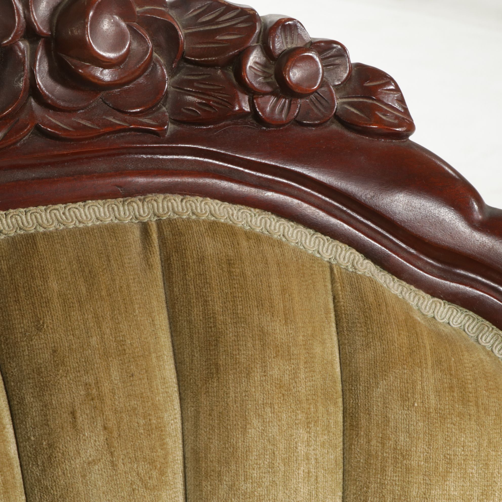 Victorian Carved Mahogany Upholstered Parlor Chairs