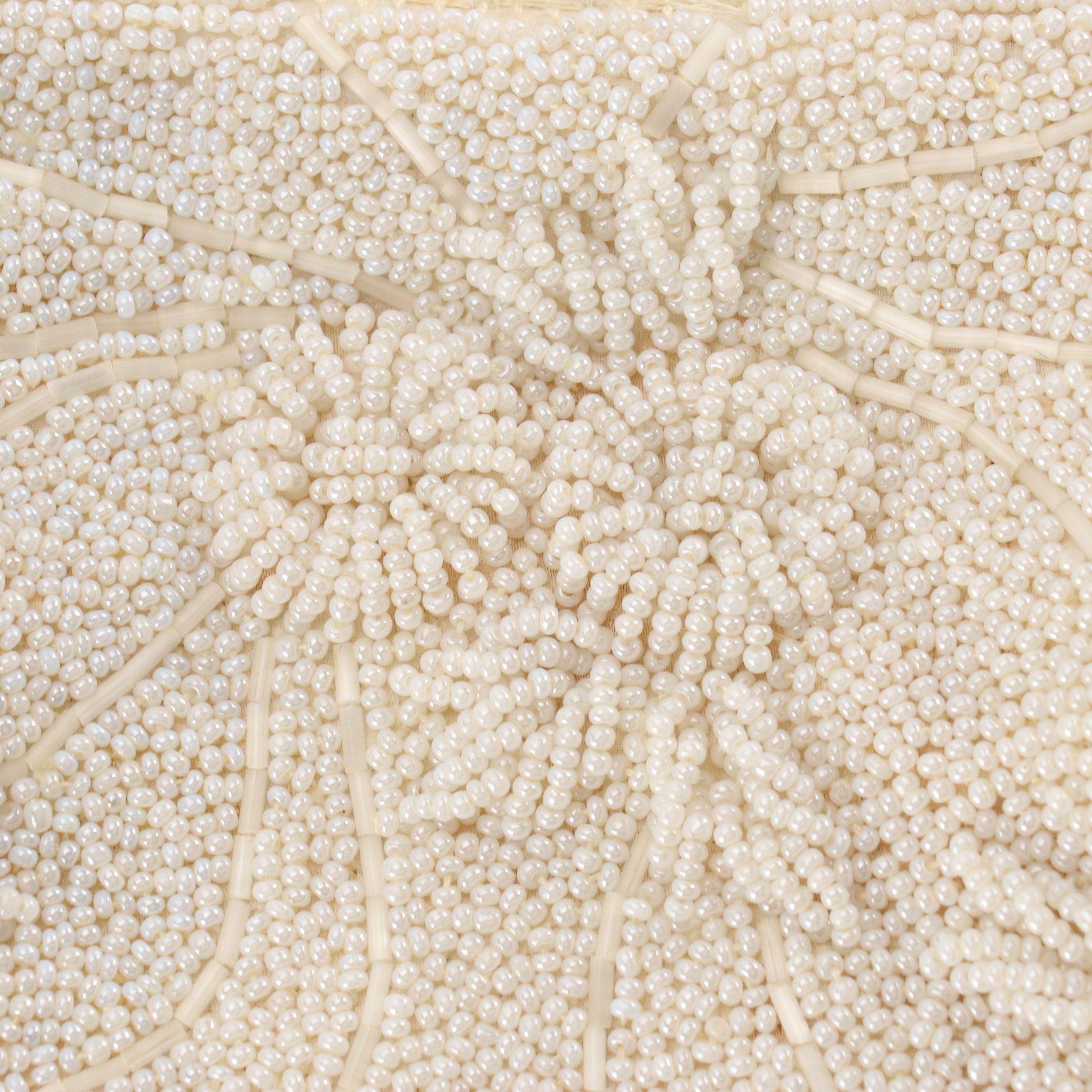 Imitation Pearl Glass Bead Evening Bag with Rhinestone Clasp