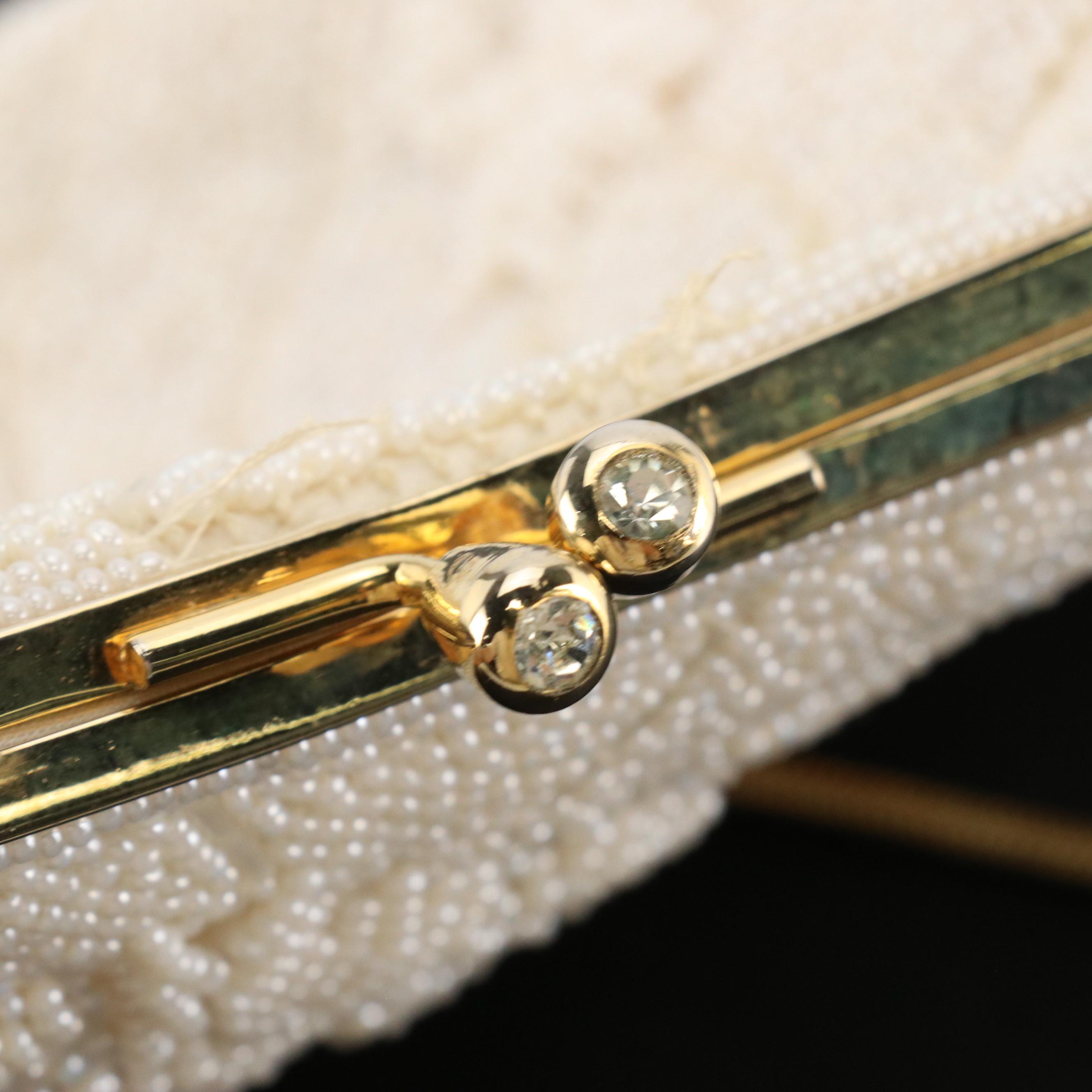 Imitation Pearl Glass Bead Evening Bag with Rhinestone Clasp