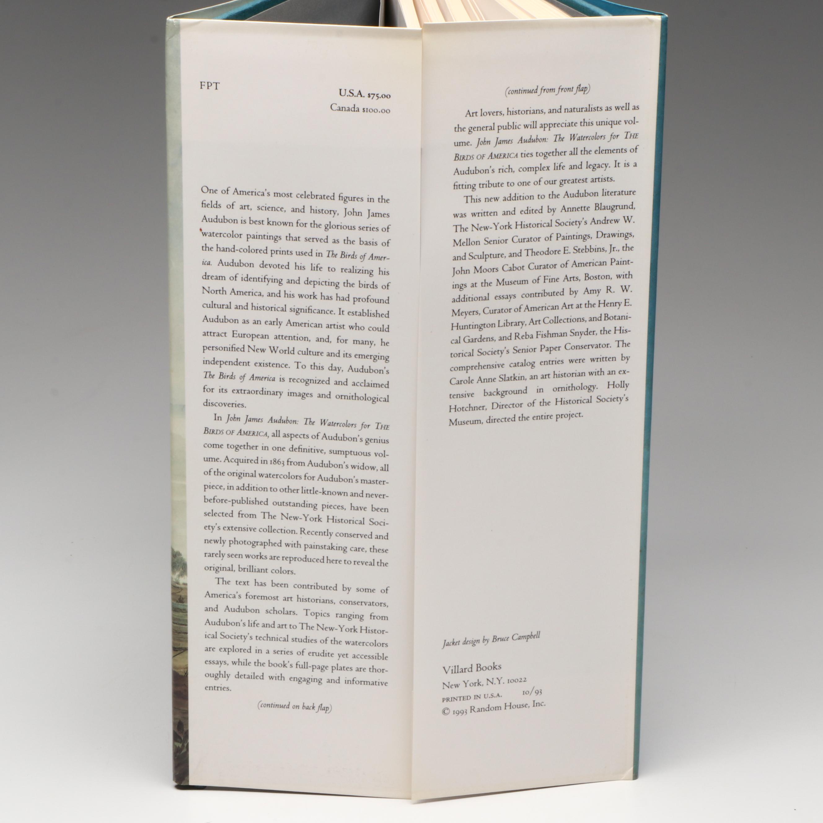 First Printing "John James Audubon: Watercolors for The Birds of America," 1993