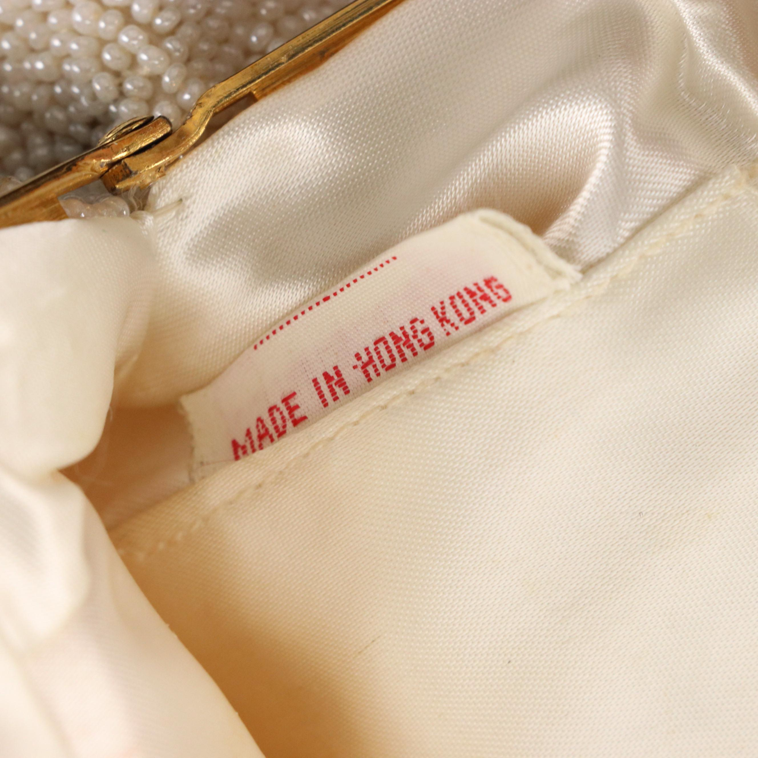 Imitation Pearl Glass Bead Evening Bag with Rhinestone Clasp