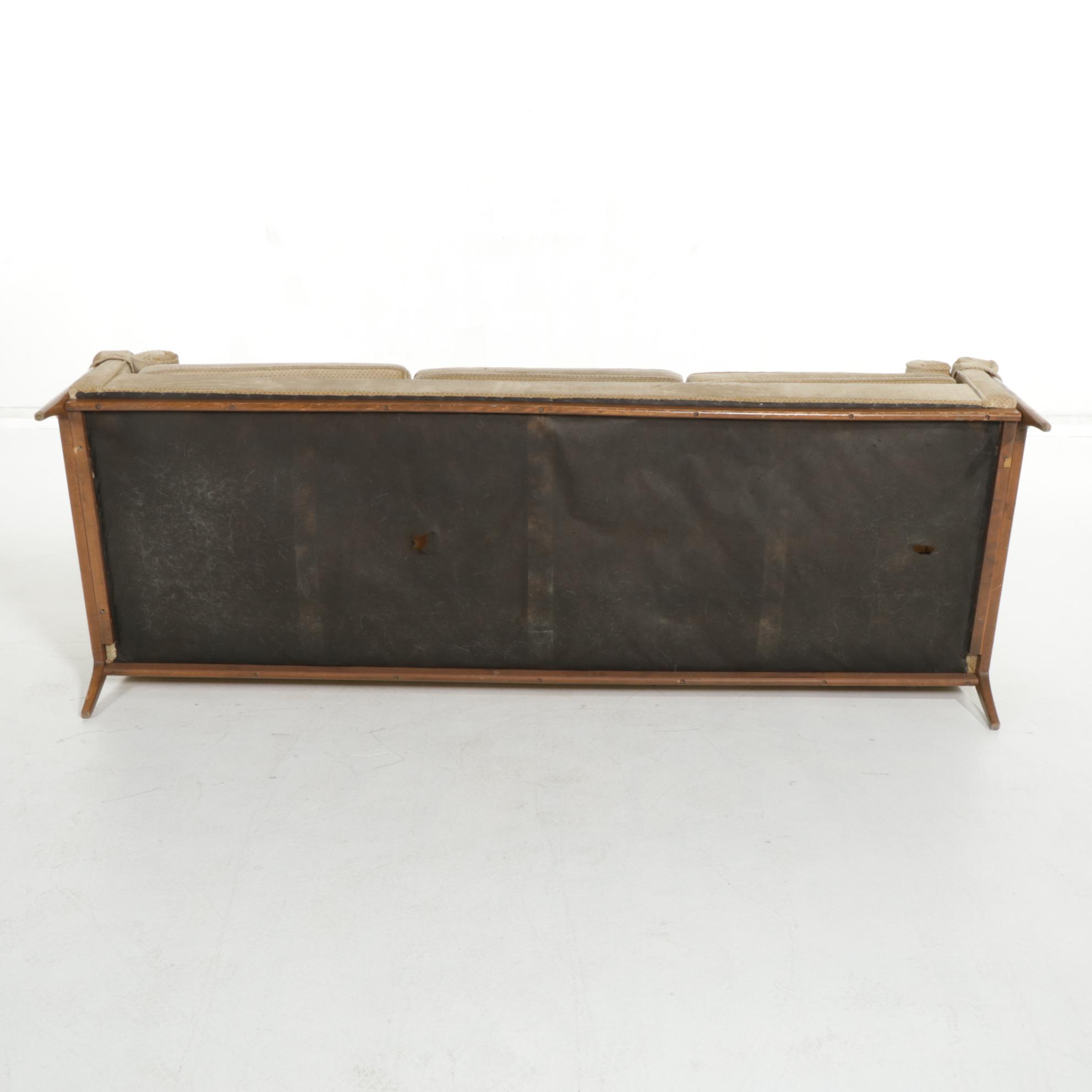 Kroehler Style Mid Century Modern Walnut Framed Sofa