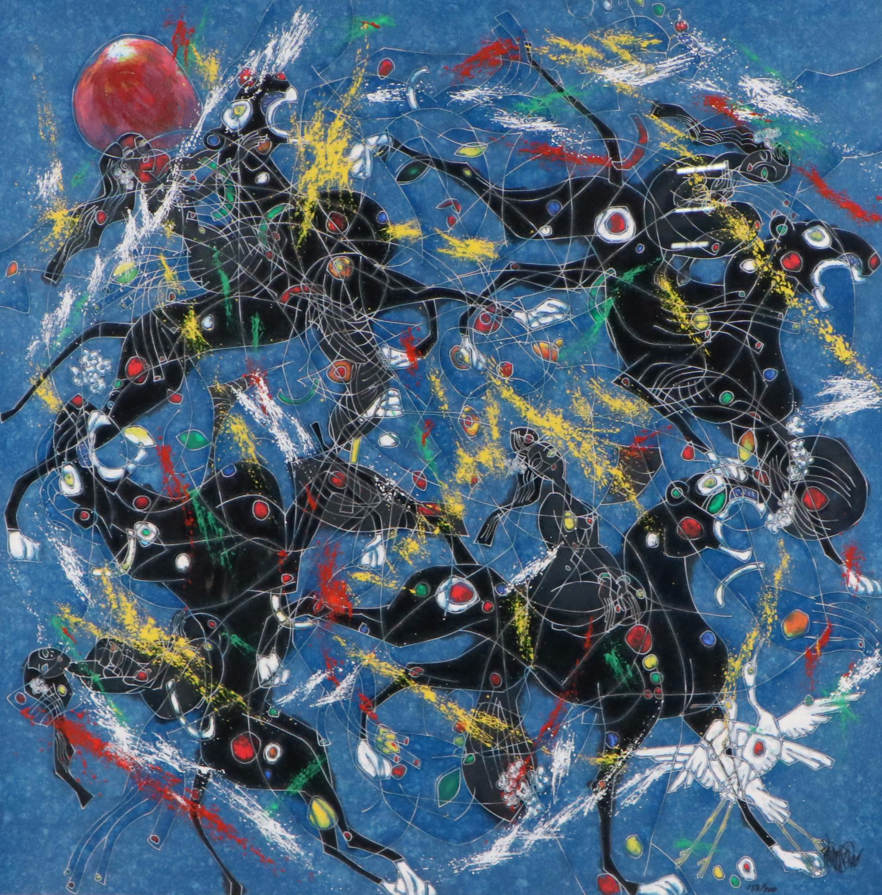 Tiefeng Jiang Serigraph "Song of Panthers," Late 20th Century