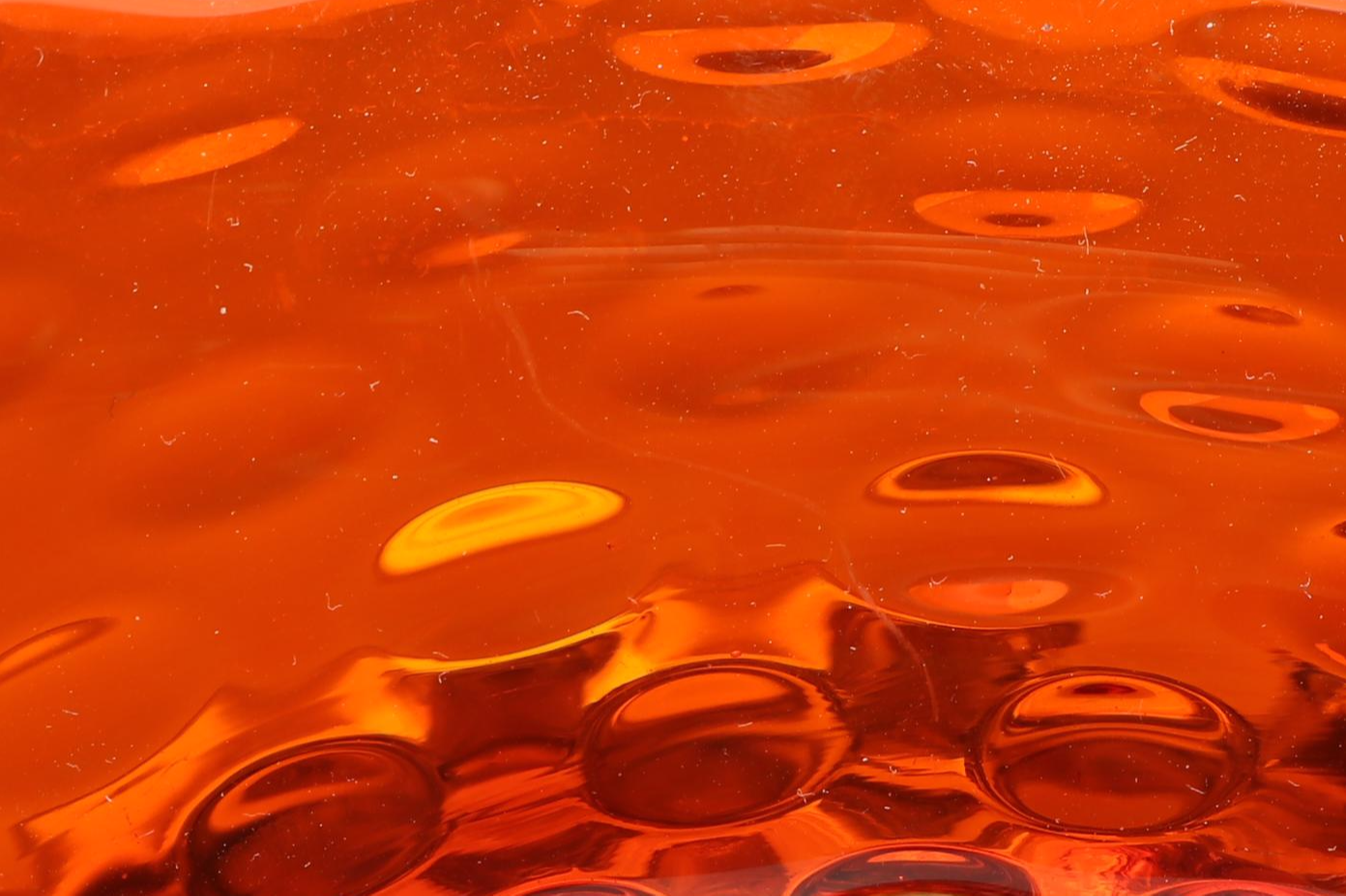 MCM Amberina Blenko Wayne Husted Hobnail Vase, Jack in the Pulpit Vases