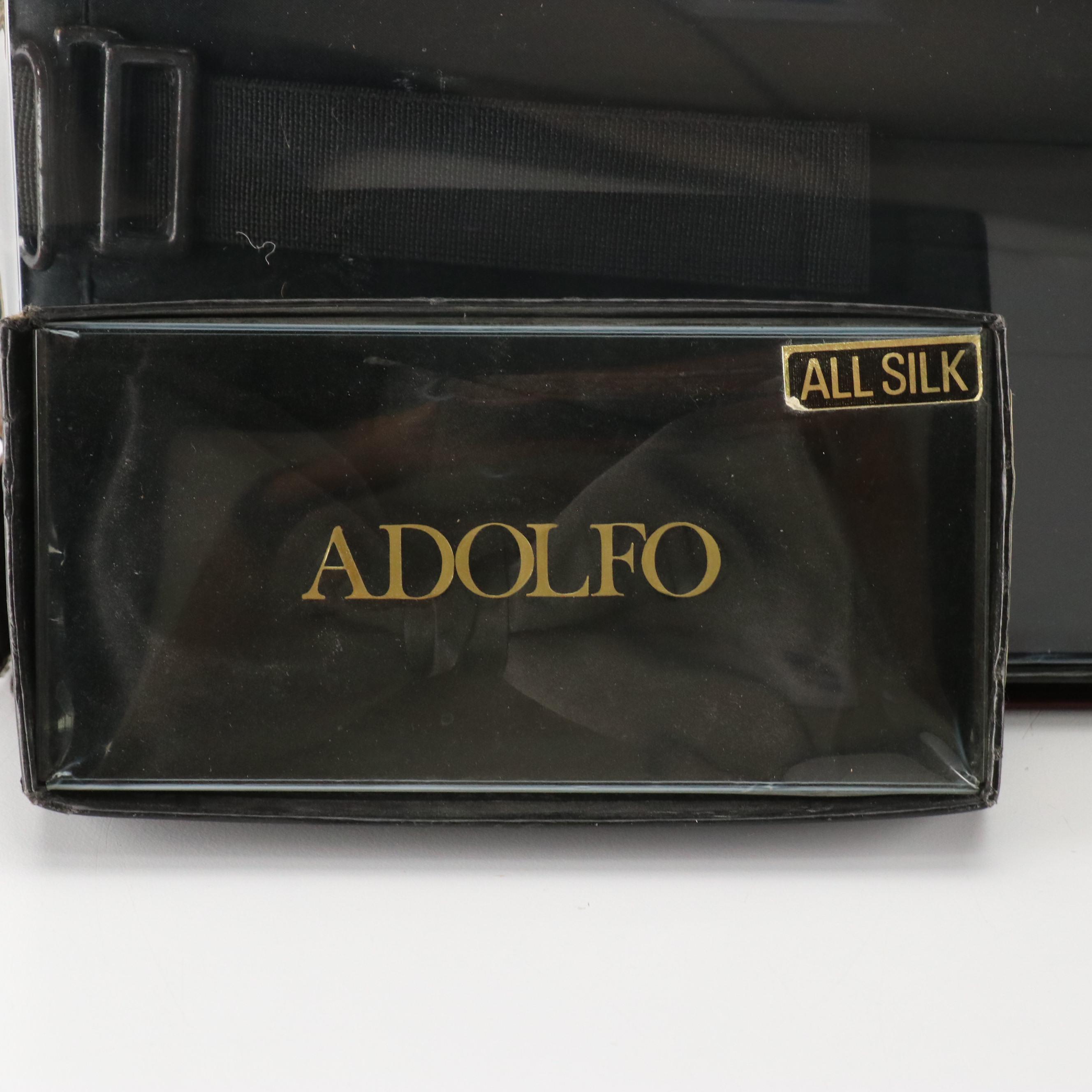 After Six Black Silk Cummerbund, Adolfo Bow Tie, Other Suspenders, With Boxes