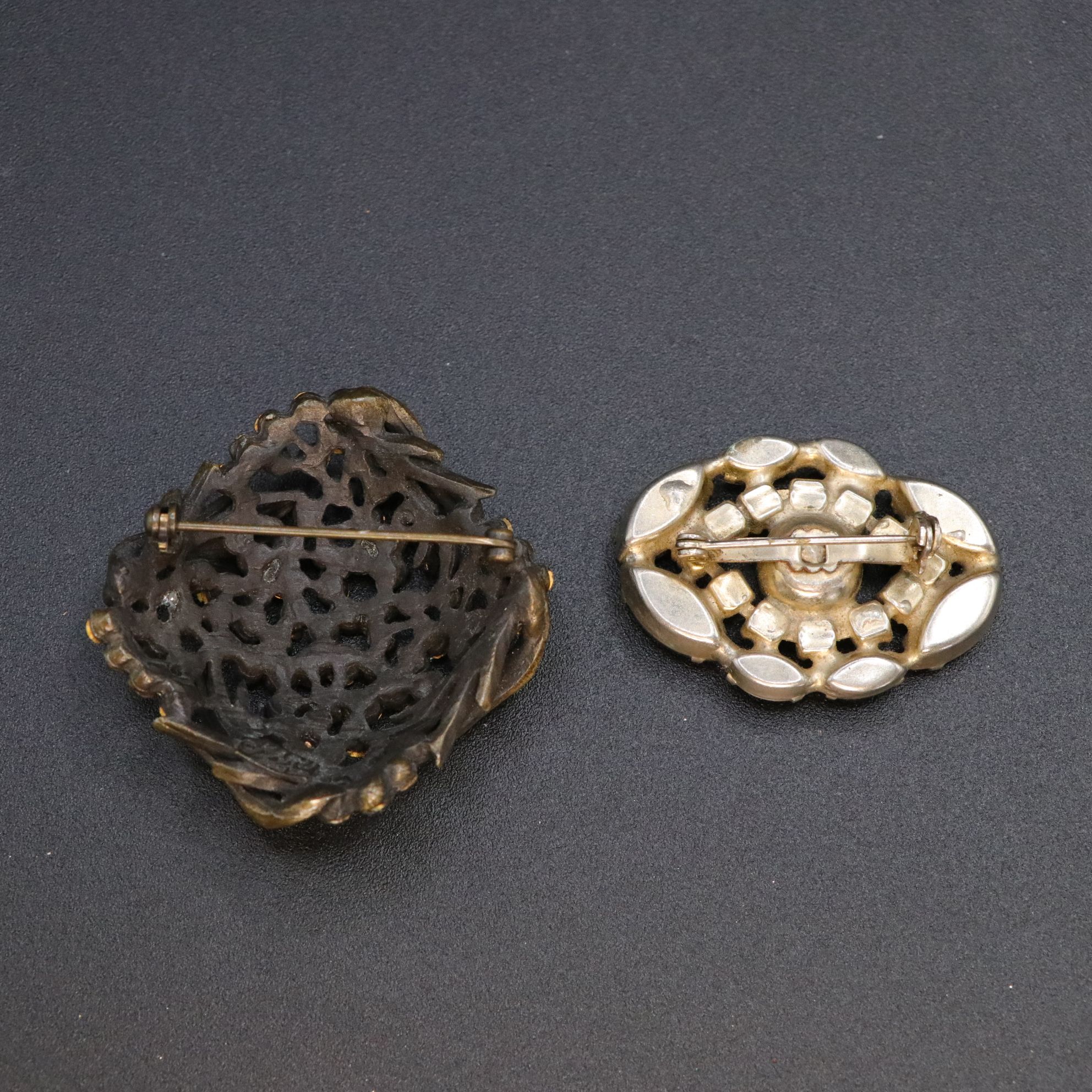 Cloisonné Black Rhinestone & Aurora Borealis Brooch with Karu & More Jewelry