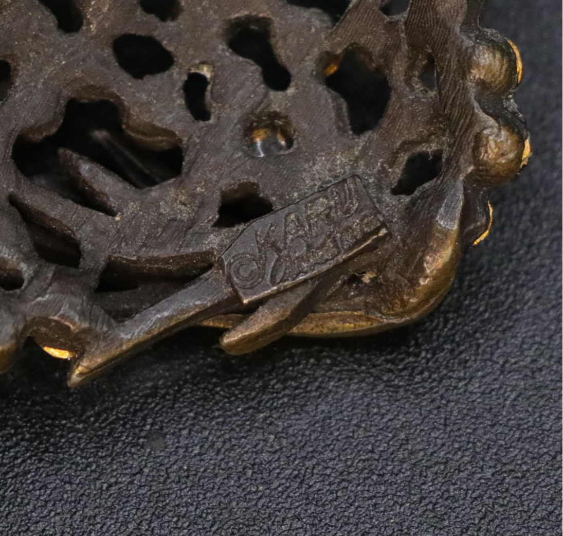 Cloisonné Black Rhinestone & Aurora Borealis Brooch with Karu & More Jewelry