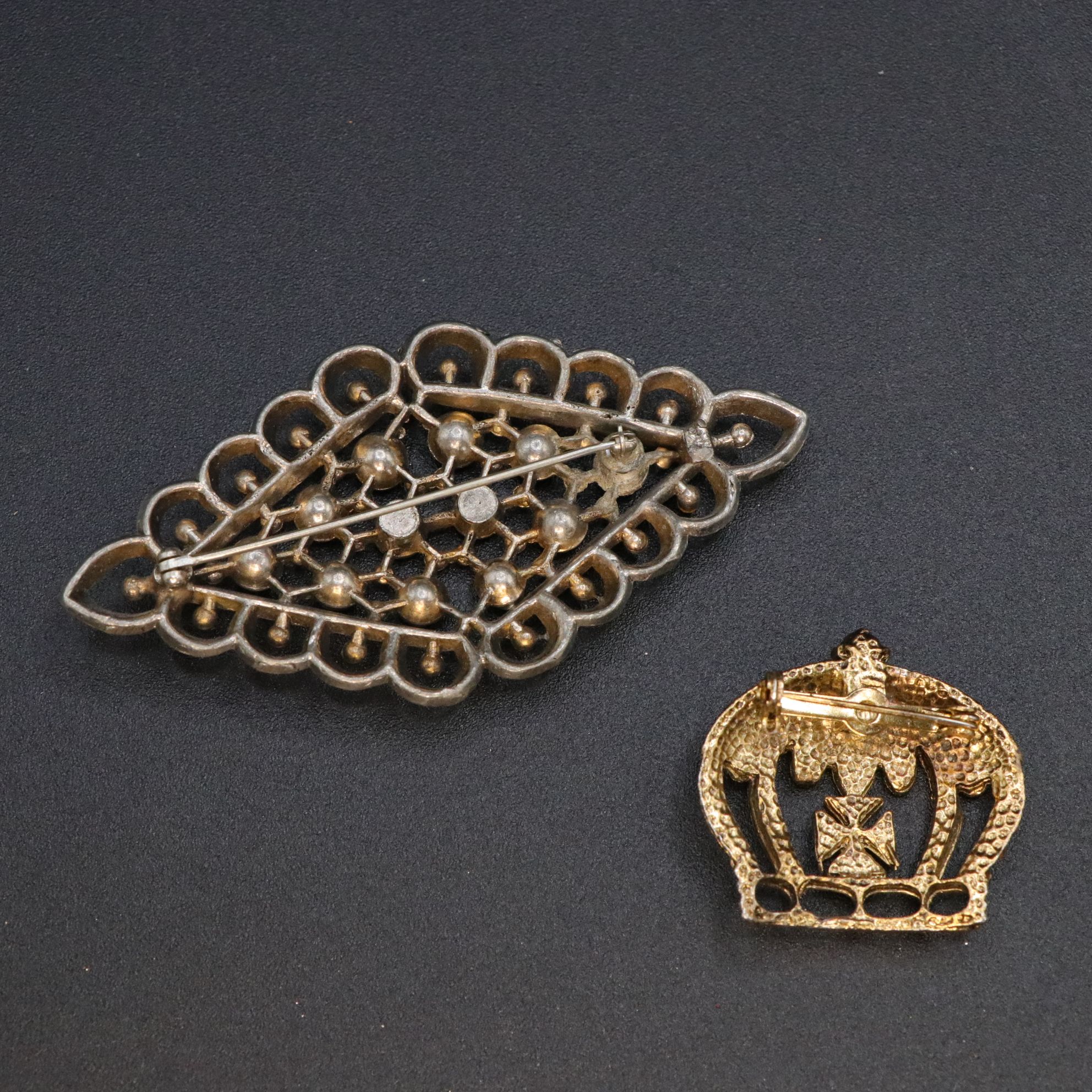 Cloisonné Black Rhinestone & Aurora Borealis Brooch with Karu & More Jewelry